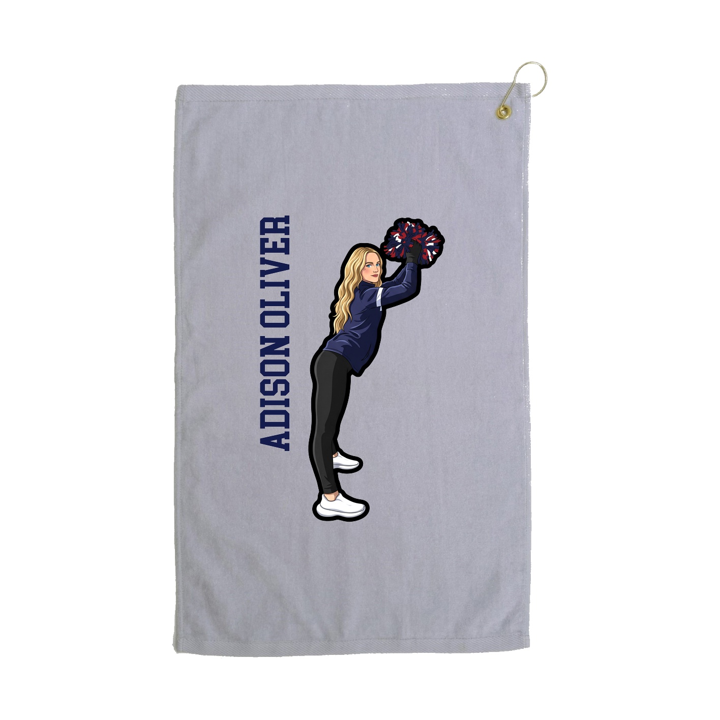 Golf Towel — Name Vertical in Grey