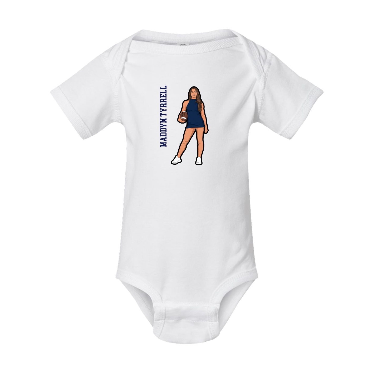 Baby Onesie — Name Vertical in White