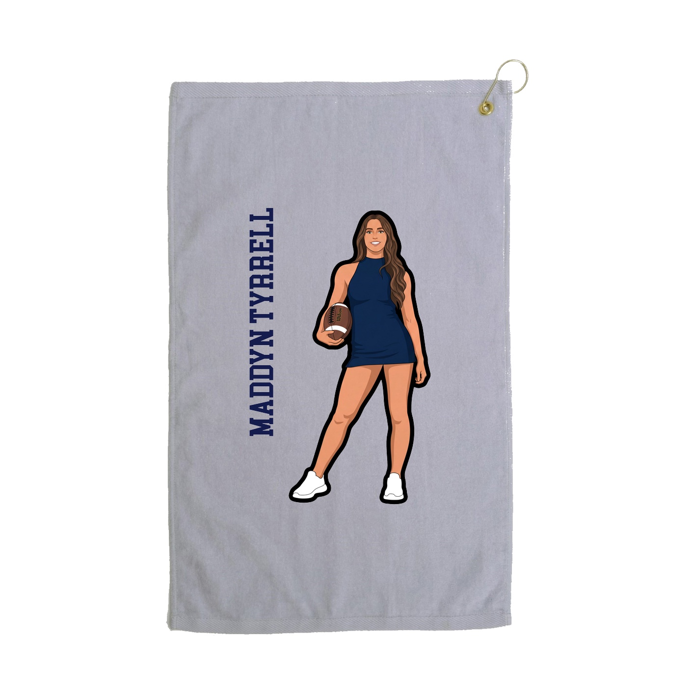 Golf Towel — Name Vertical in Grey