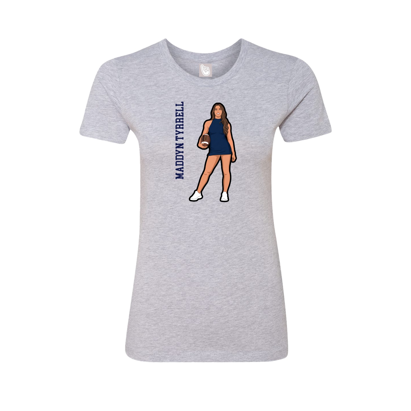 Fitted Women's Tee — Name Vertical in Grey