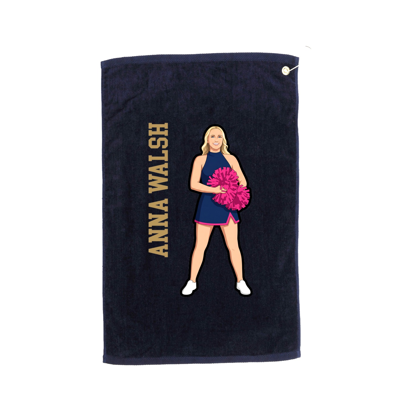 Golf Towel — Name Vertical in Navy