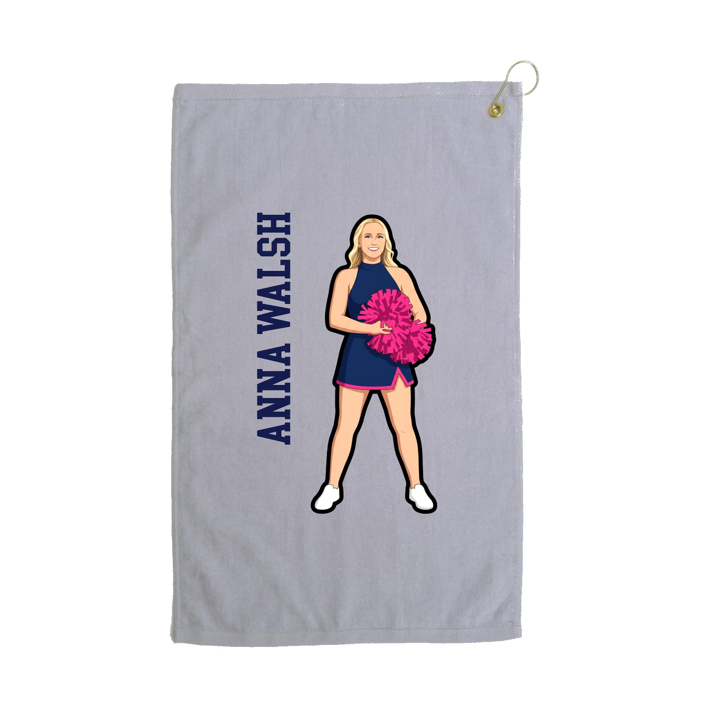 Golf Towel — Name Vertical in Grey