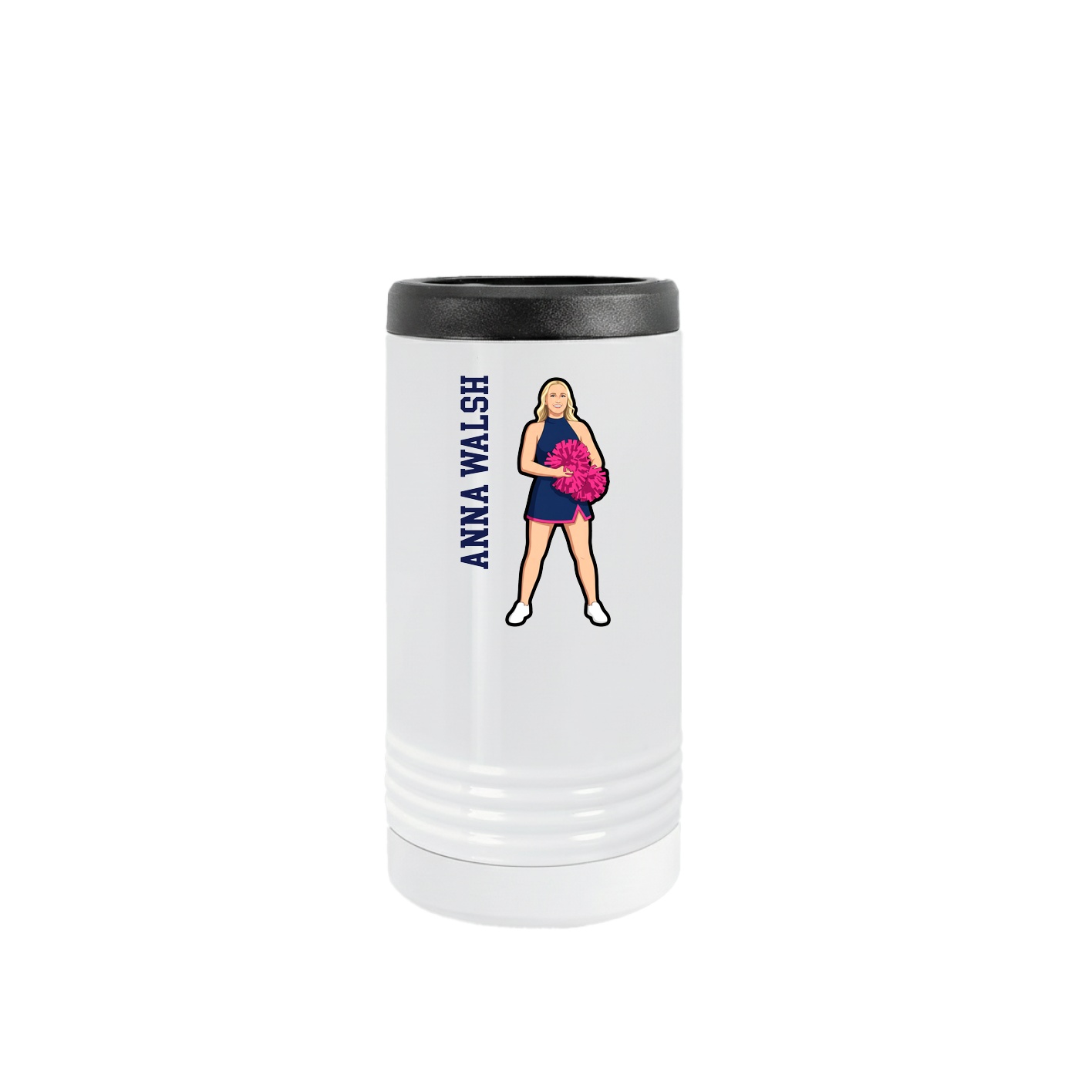 Slim Beverage Holder — Name Vertical in White