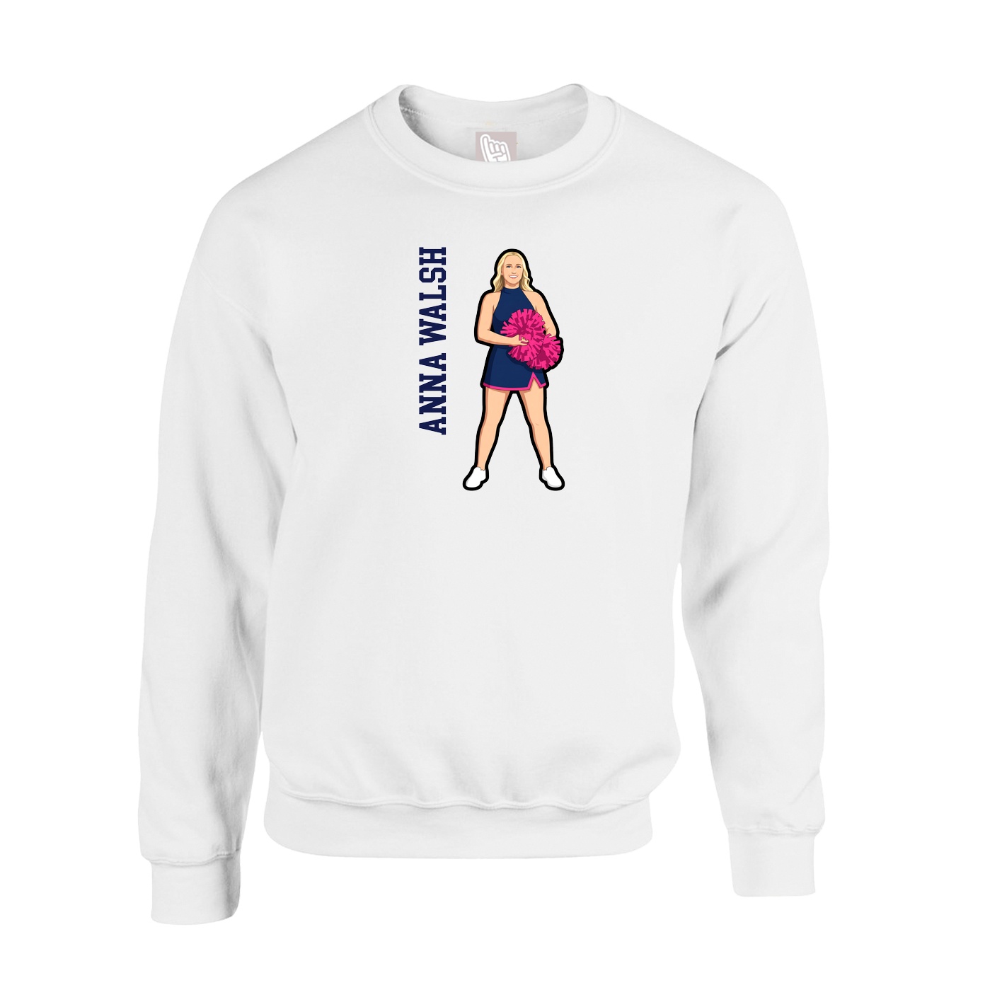 Fleece Crew — Name Vertical in White