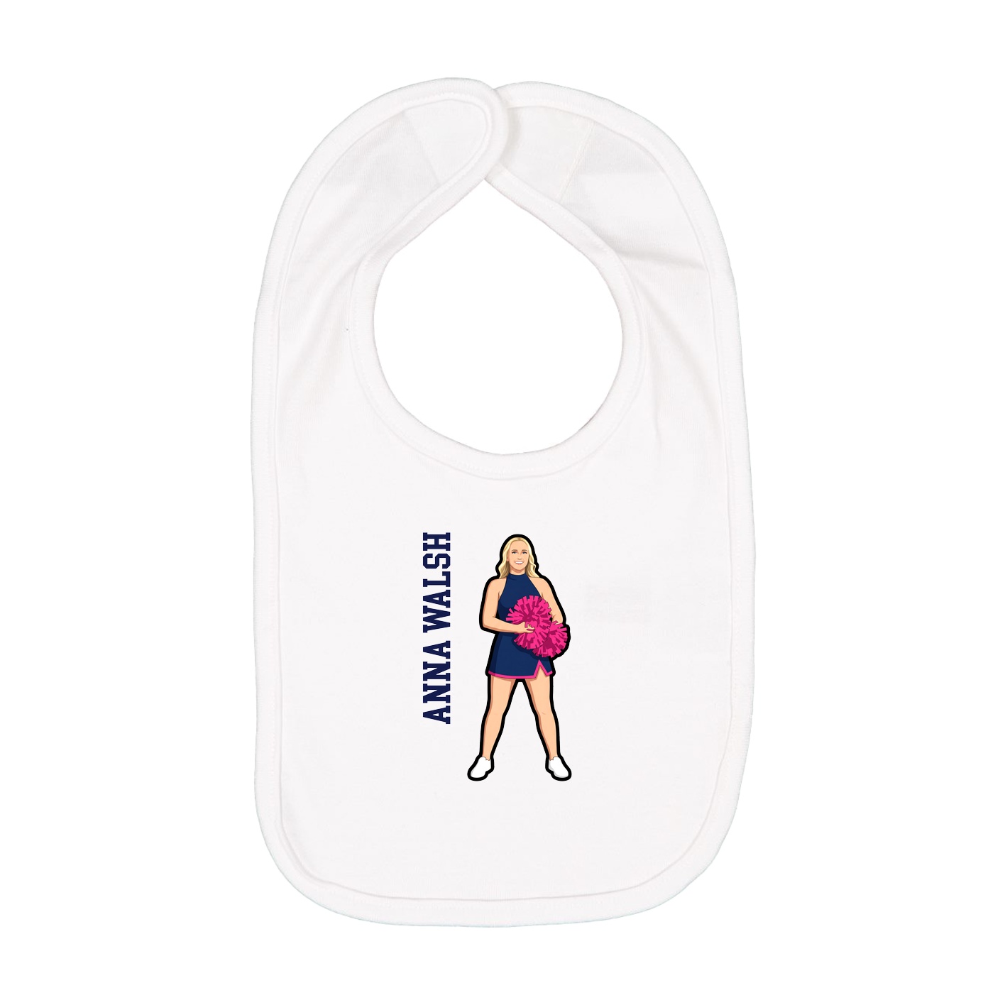Infant Bib — Name Vertical in White