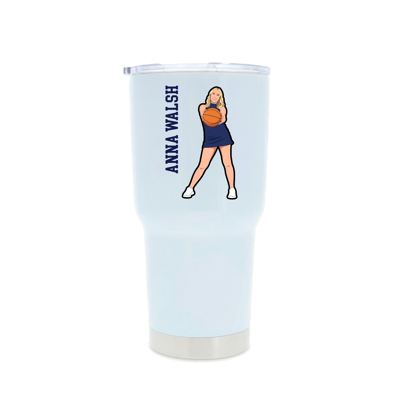 30oz Stainless Steel Tumbler — Name Vertical in White