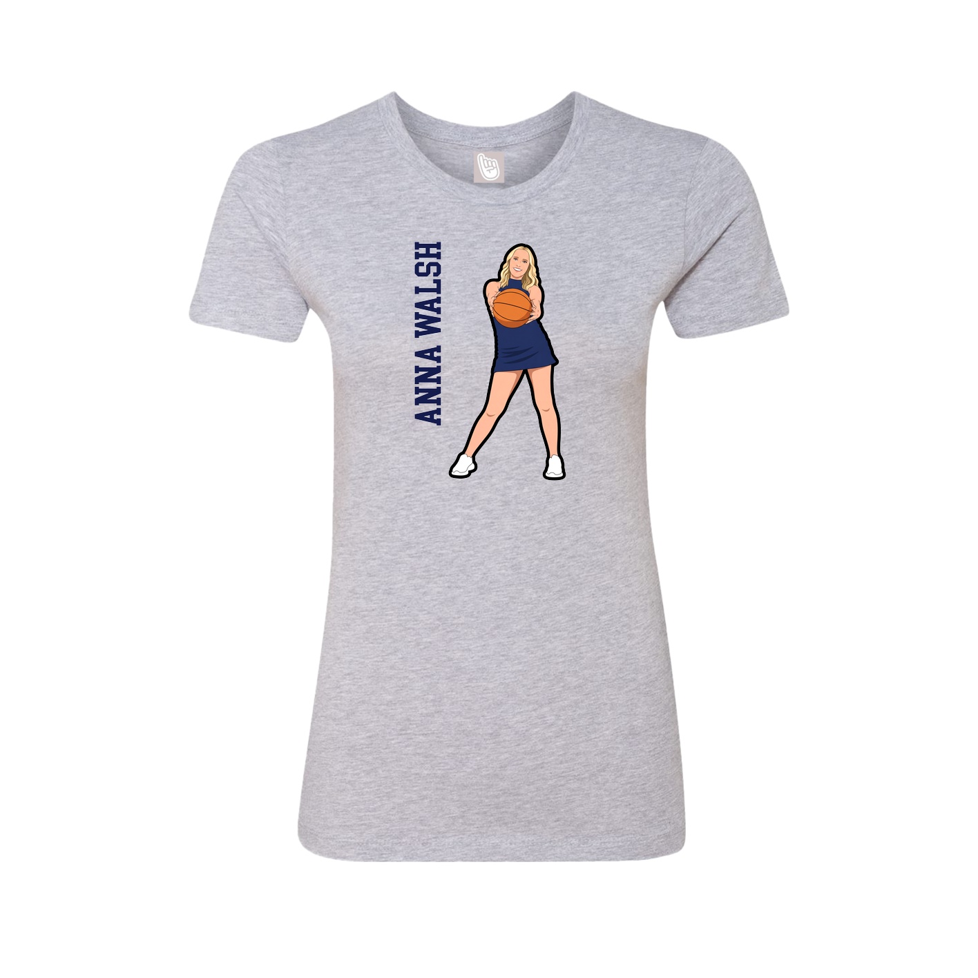 Womens Tee — Name Vertical in Grey