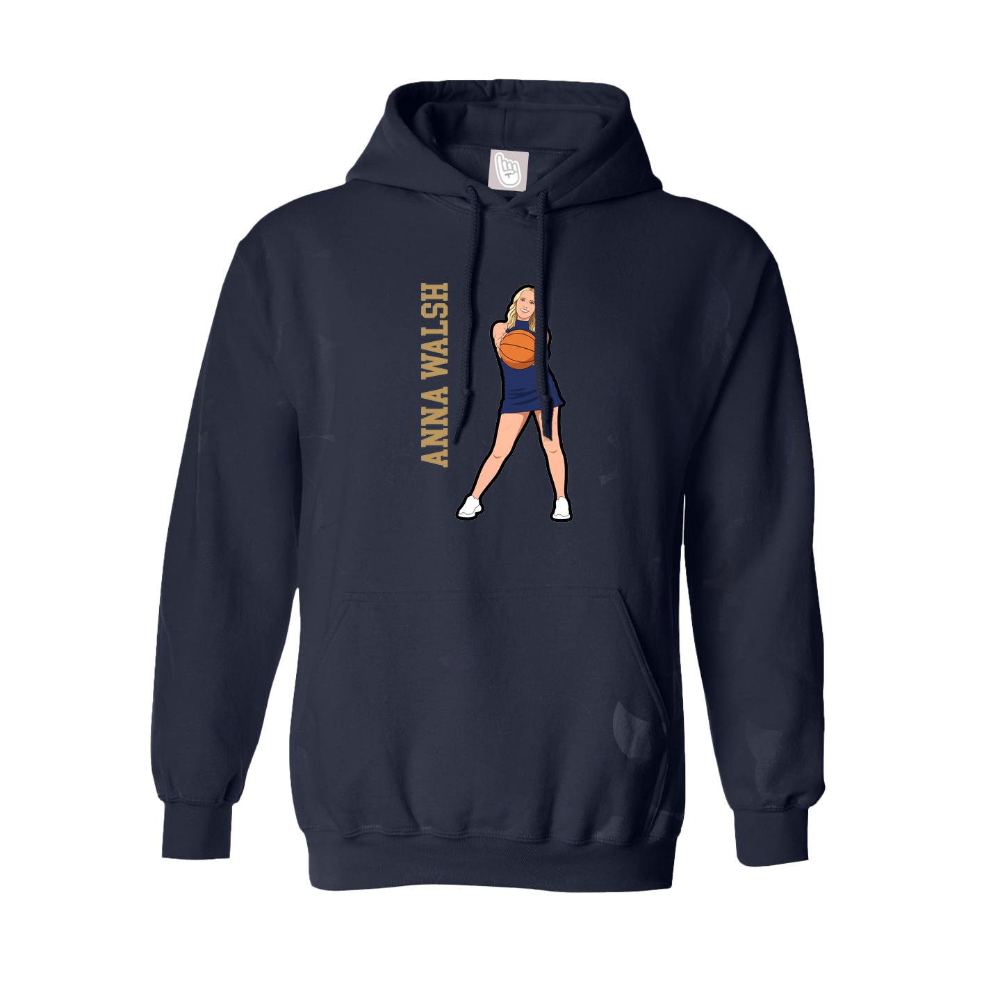 Youth Hoodie — Name Vertical in Navy