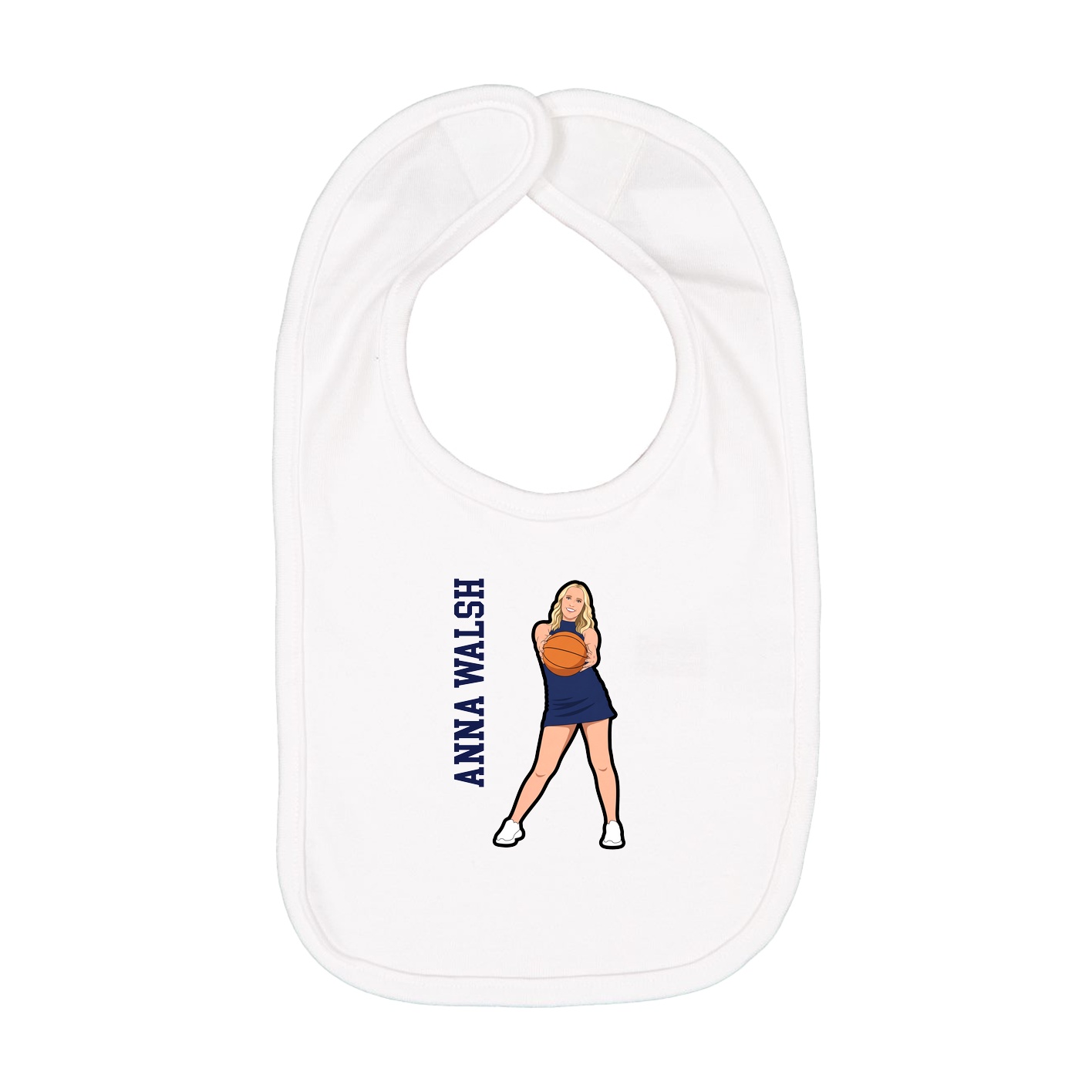 Infant Bib — Name Vertical in White