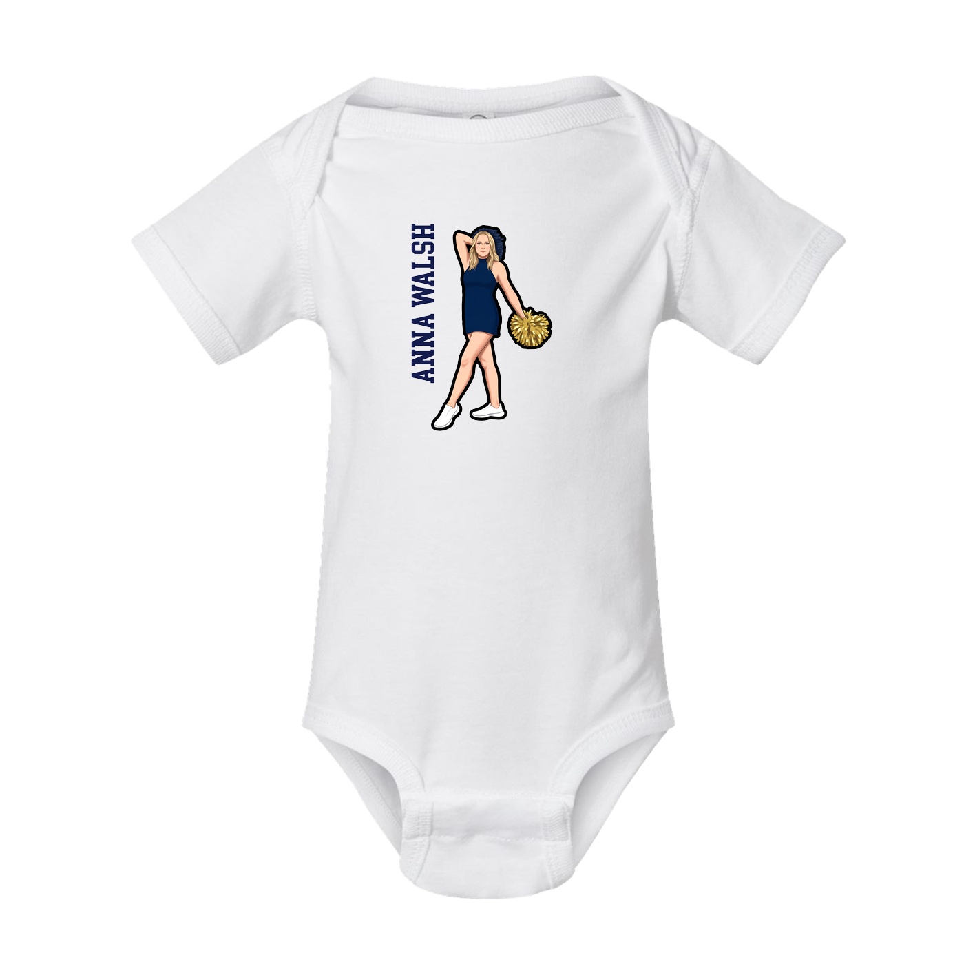 Baby Onesie — Name Vertical in White