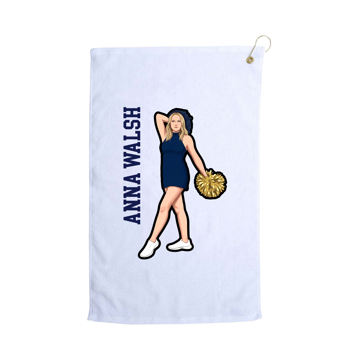 Golf Towel — Name Vertical in White