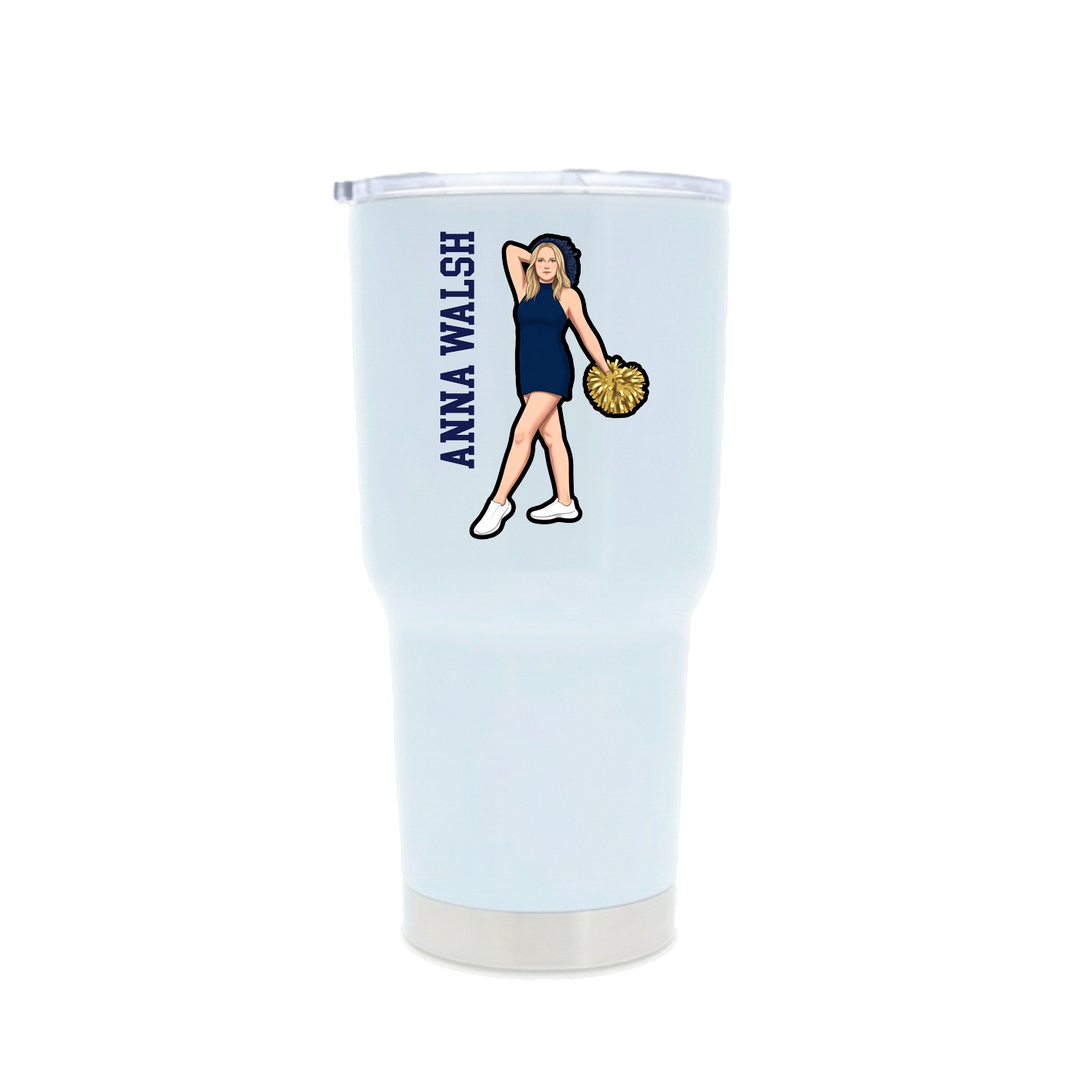 30oz Stainless Steel Tumbler — Name Vertical in White