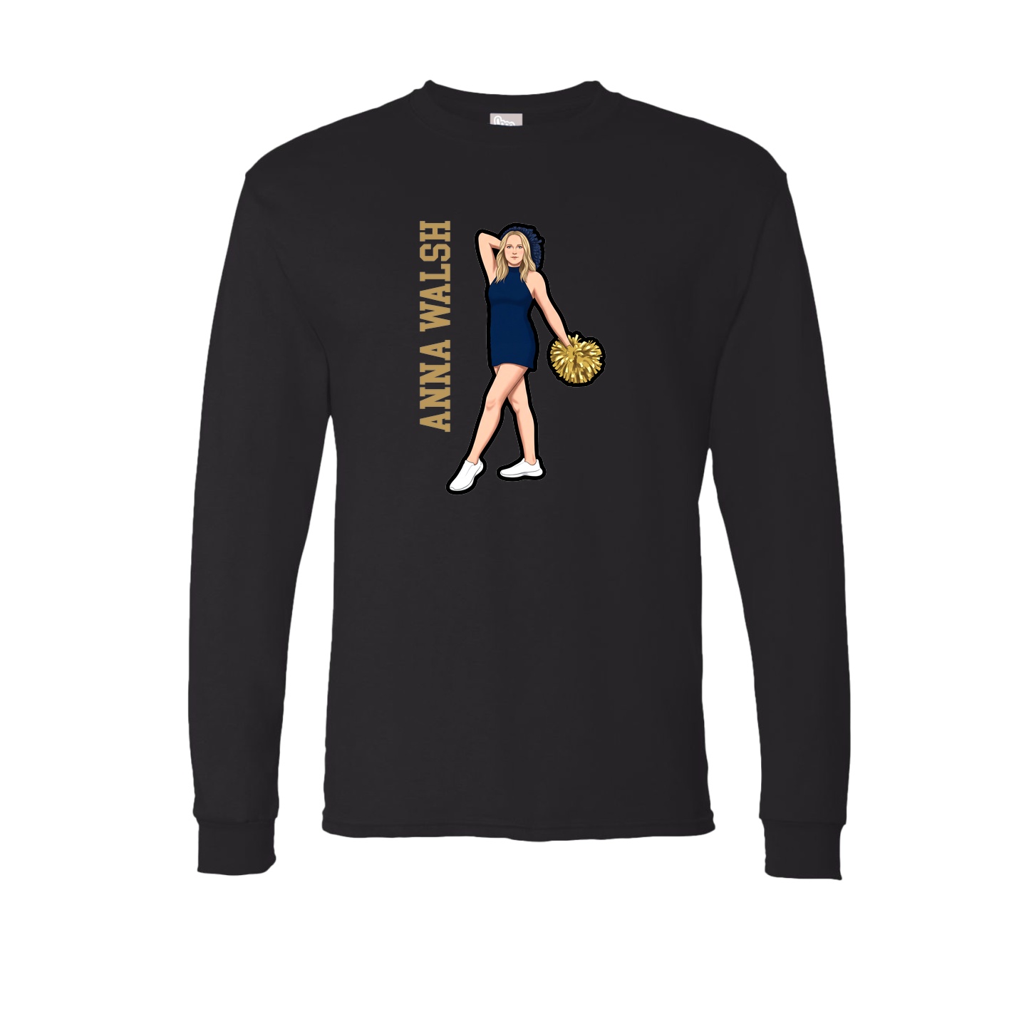 Long Sleeve Tee — Name Vertical in Black