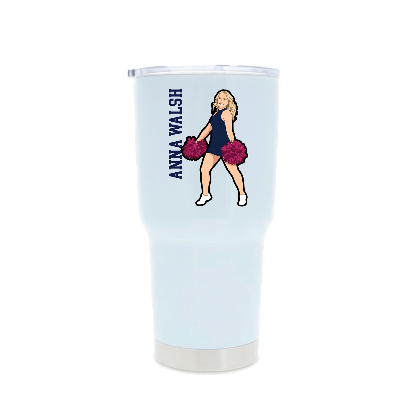 30oz Stainless Steel Tumbler — Name Vertical in White