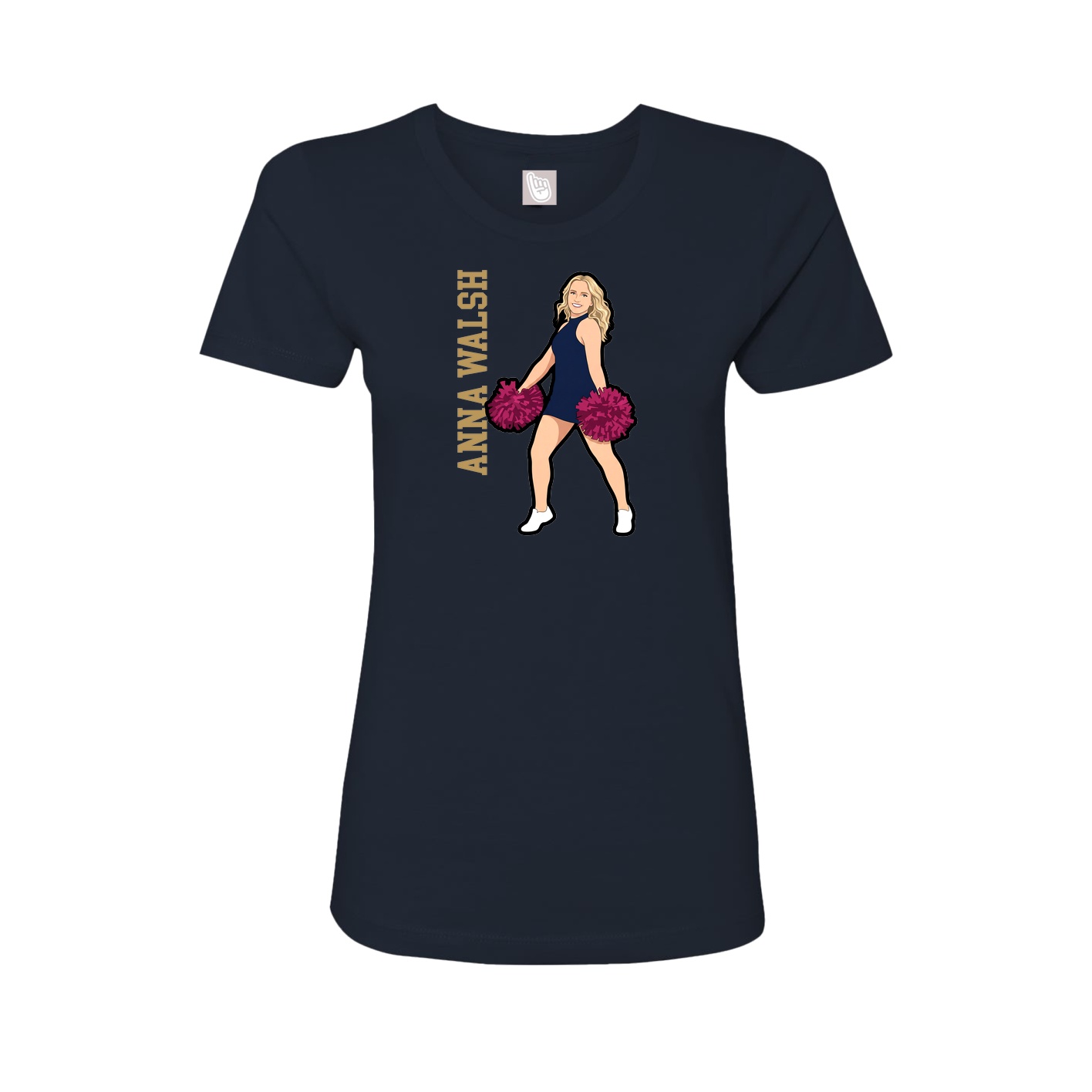 Fitted Women's Tee — Name Vertical in Navy