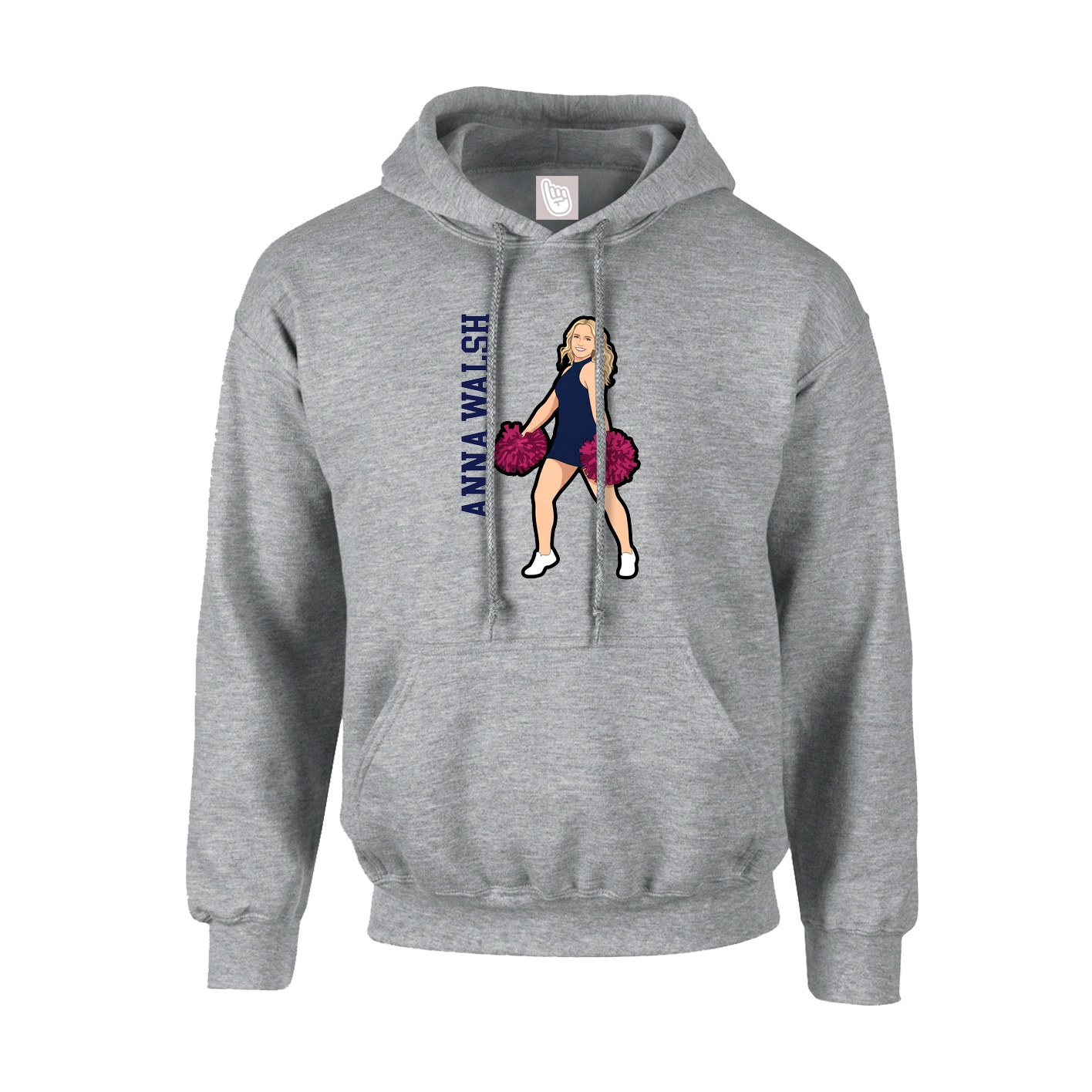Hoodie — Name Vertical in Grey