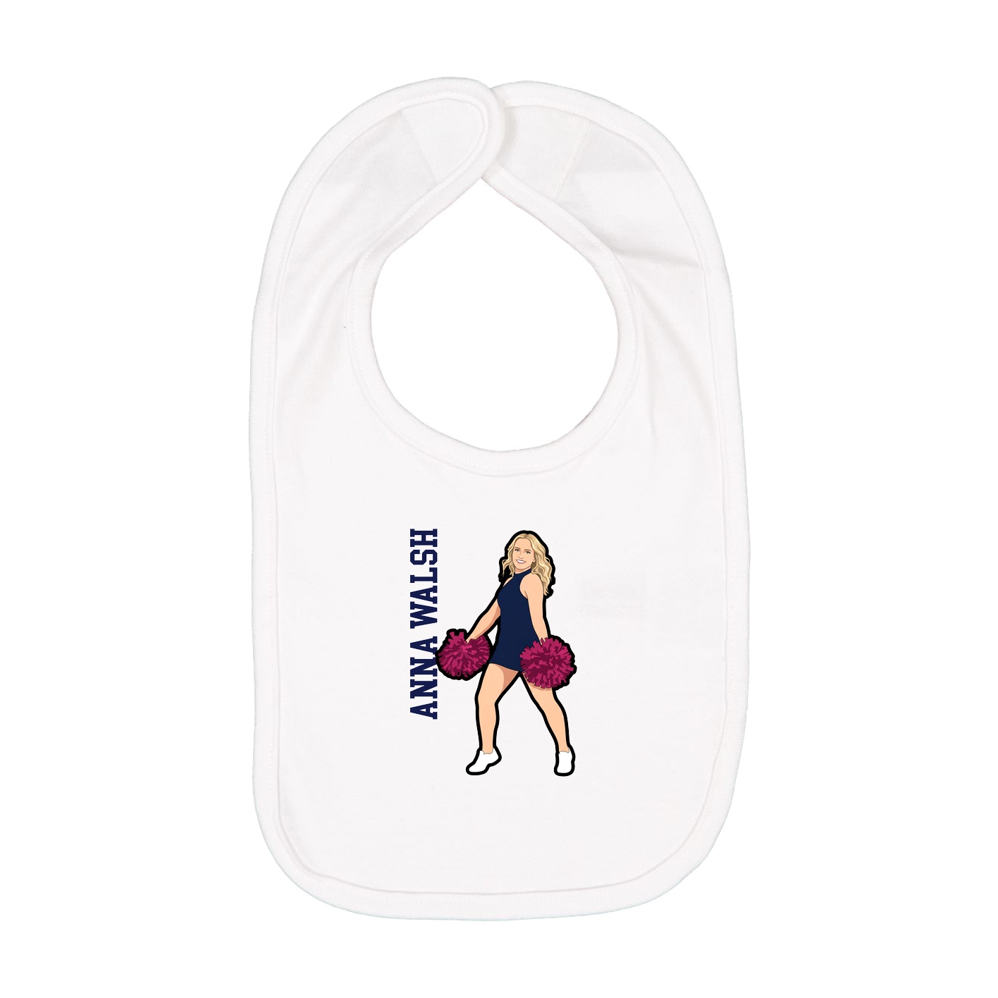 Infant Bib — Name Vertical in White