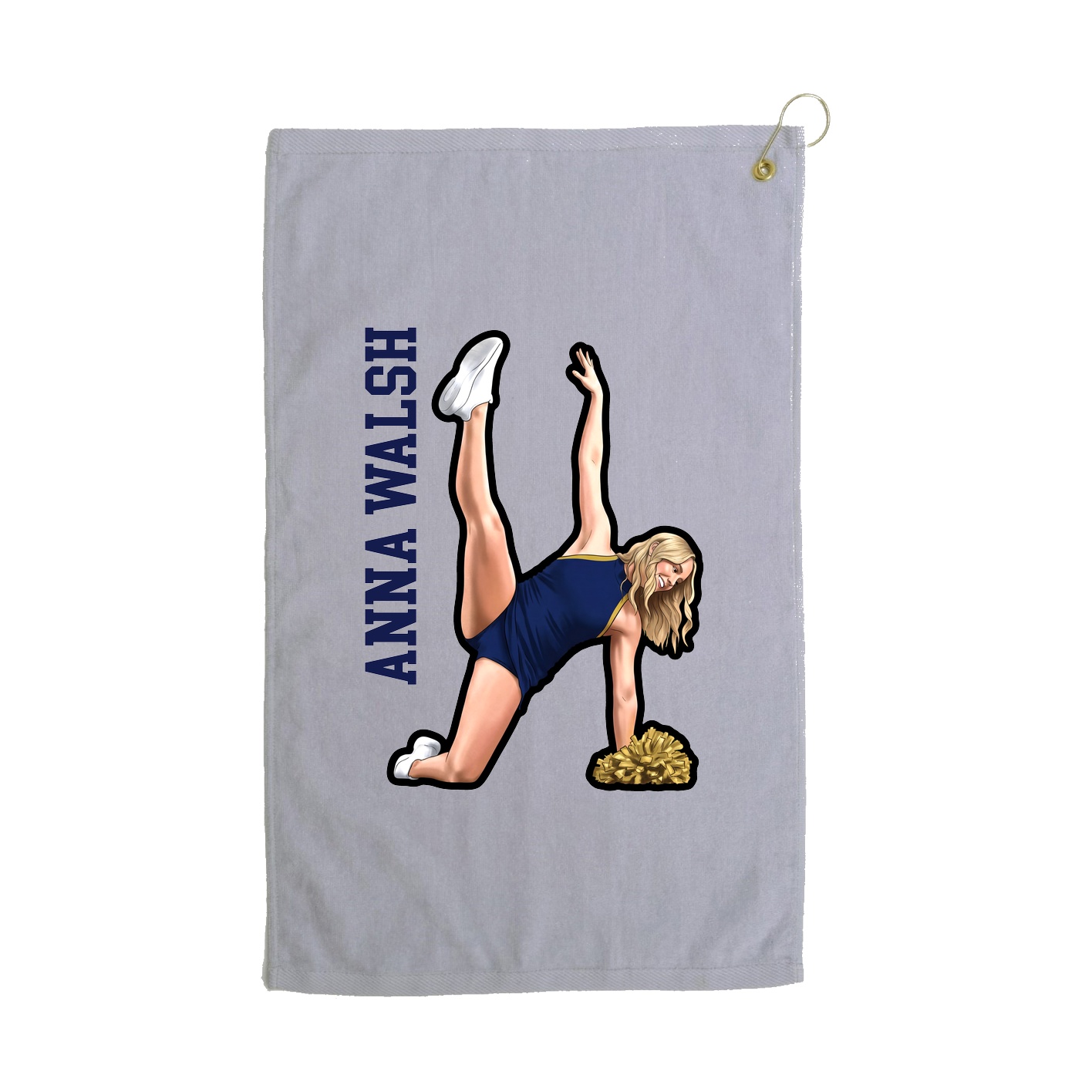 Golf Towel — Name Vertical in Grey