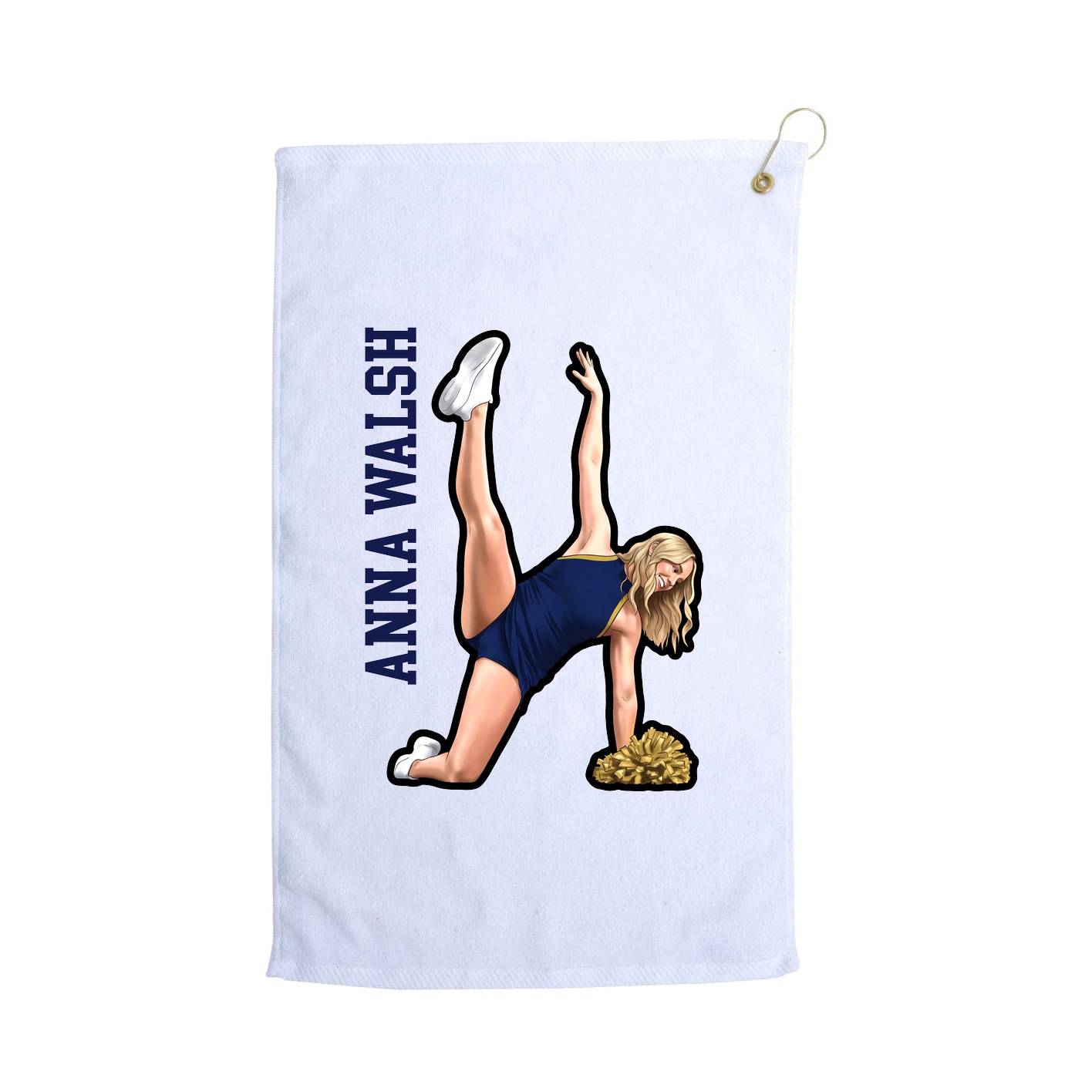 Golf Towel — Name Vertical in White