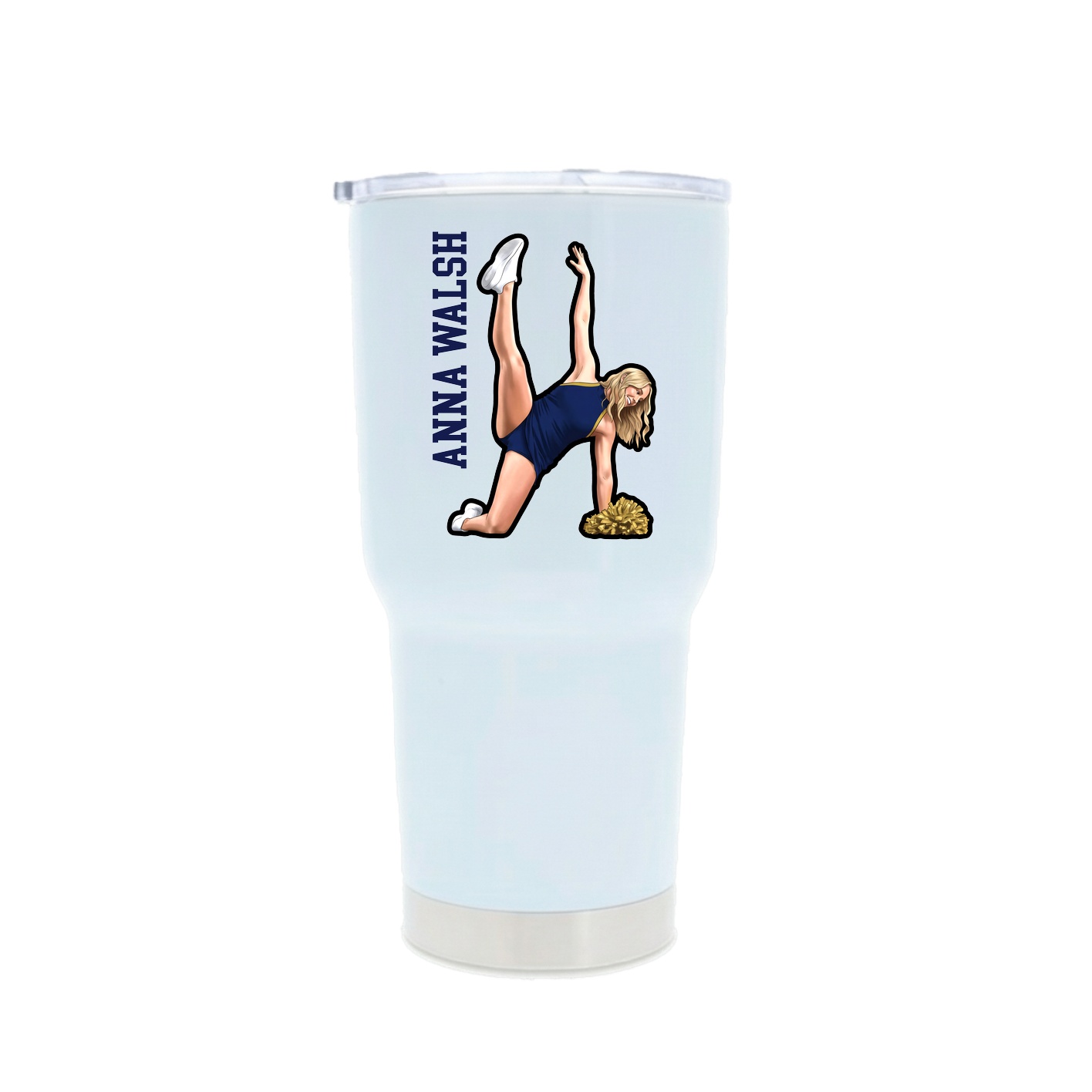 30oz Stainless Steel Tumbler — Name Vertical in White