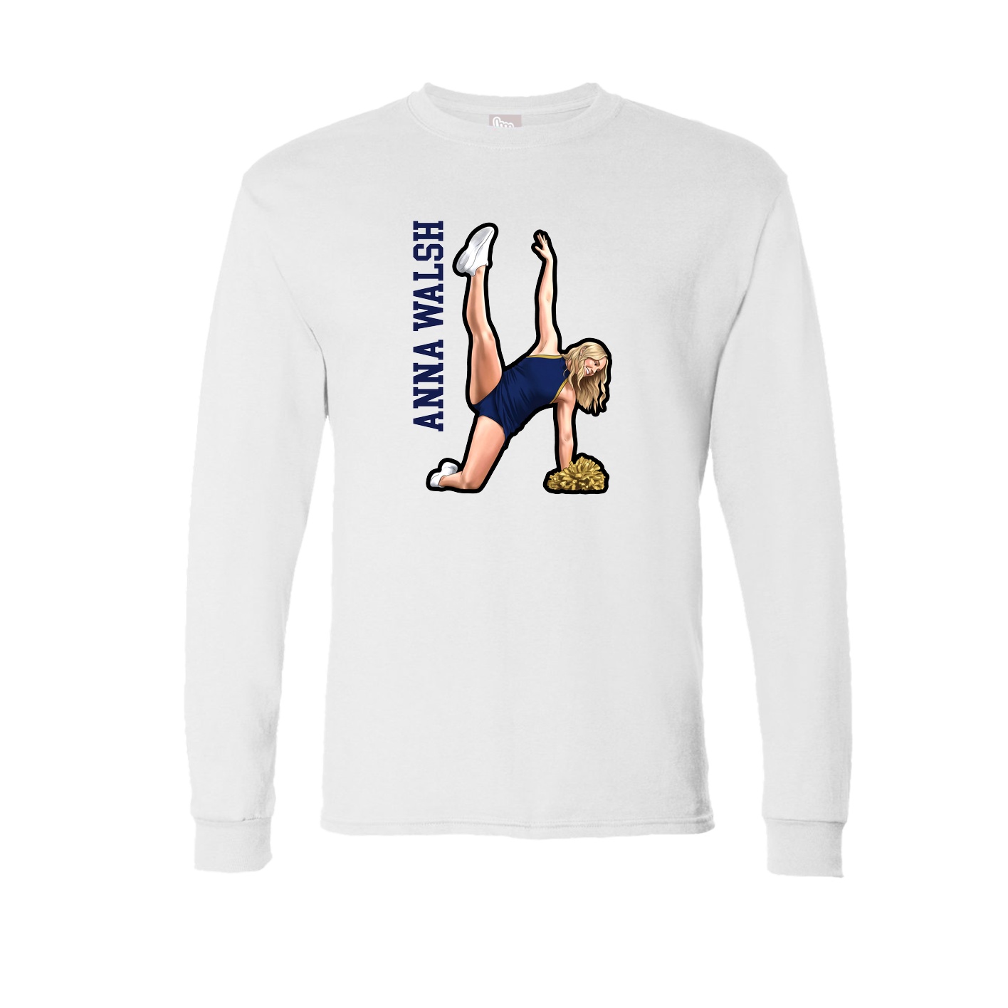 Long Sleeve Tee — Name Vertical in White