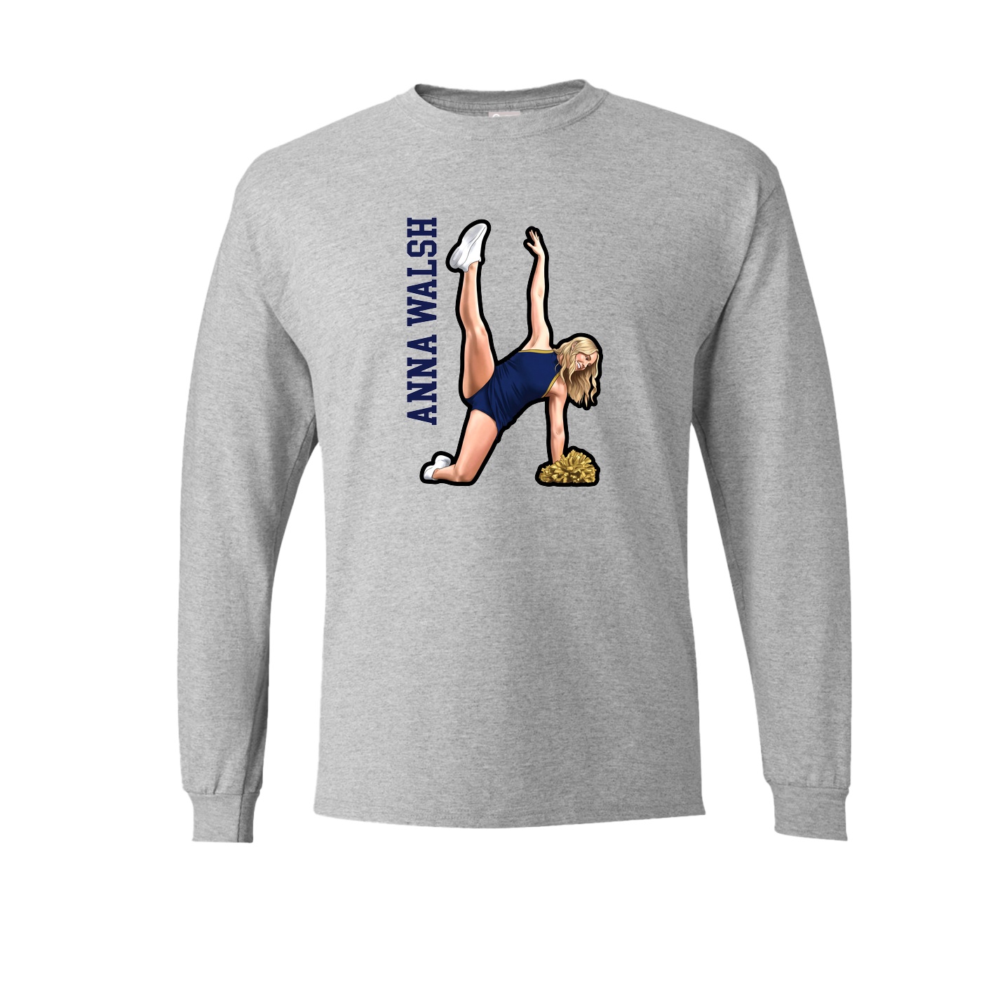 Long Sleeve Tee — Name Vertical in Grey