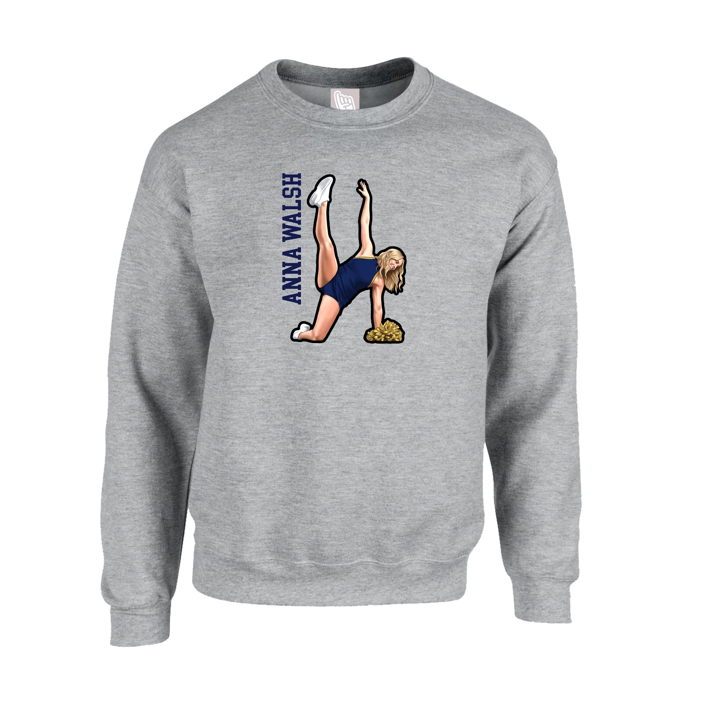 Fleece Crew — Name Vertical in Grey