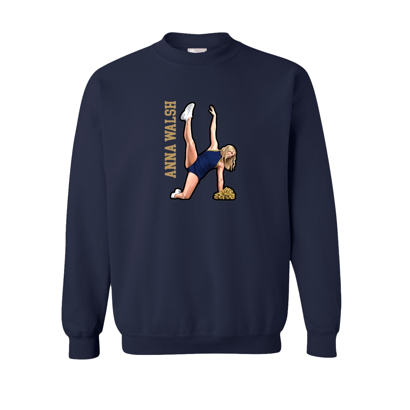 Fleece Crew — Name Vertical in Navy
