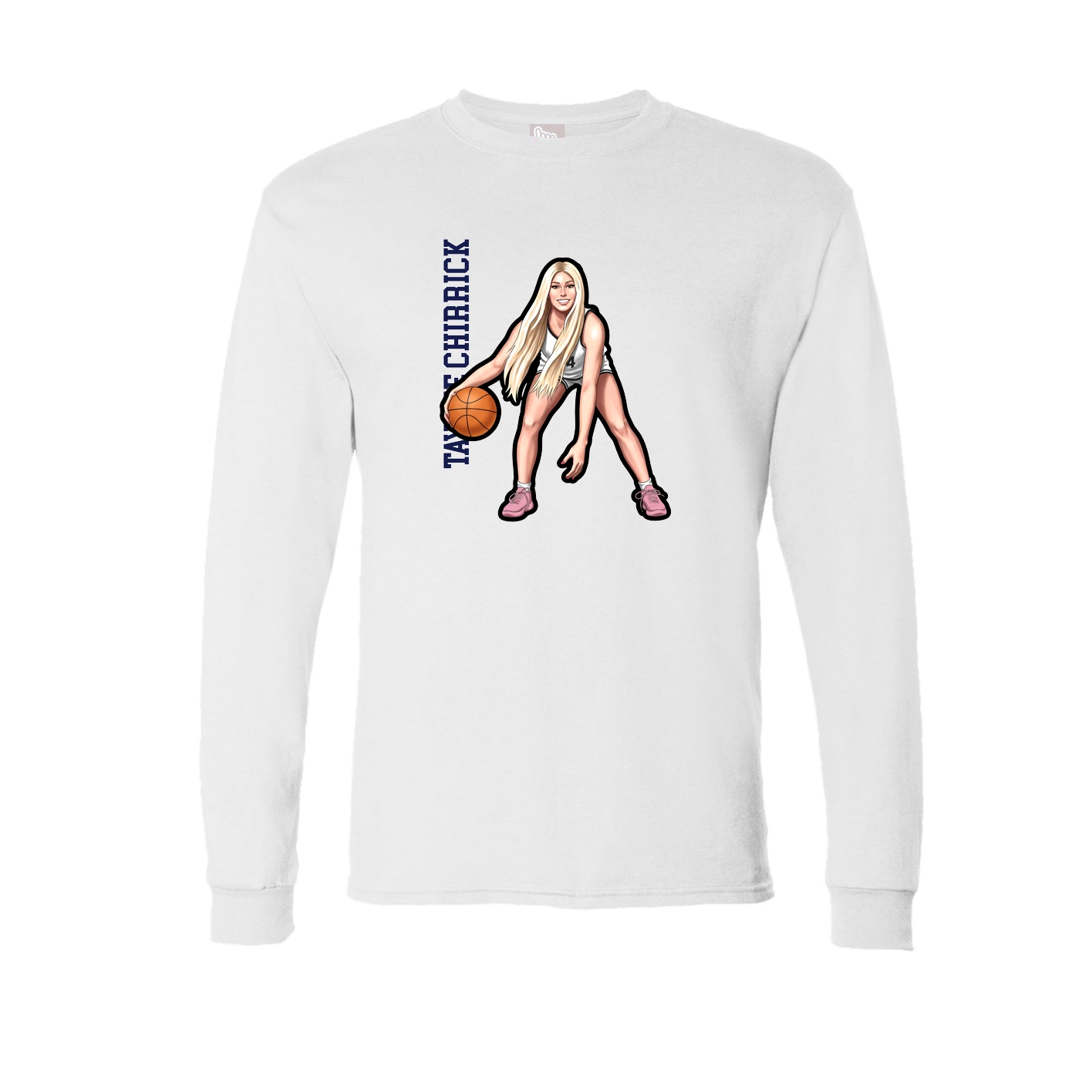 Long Sleeve Tee — Name Vertical in White