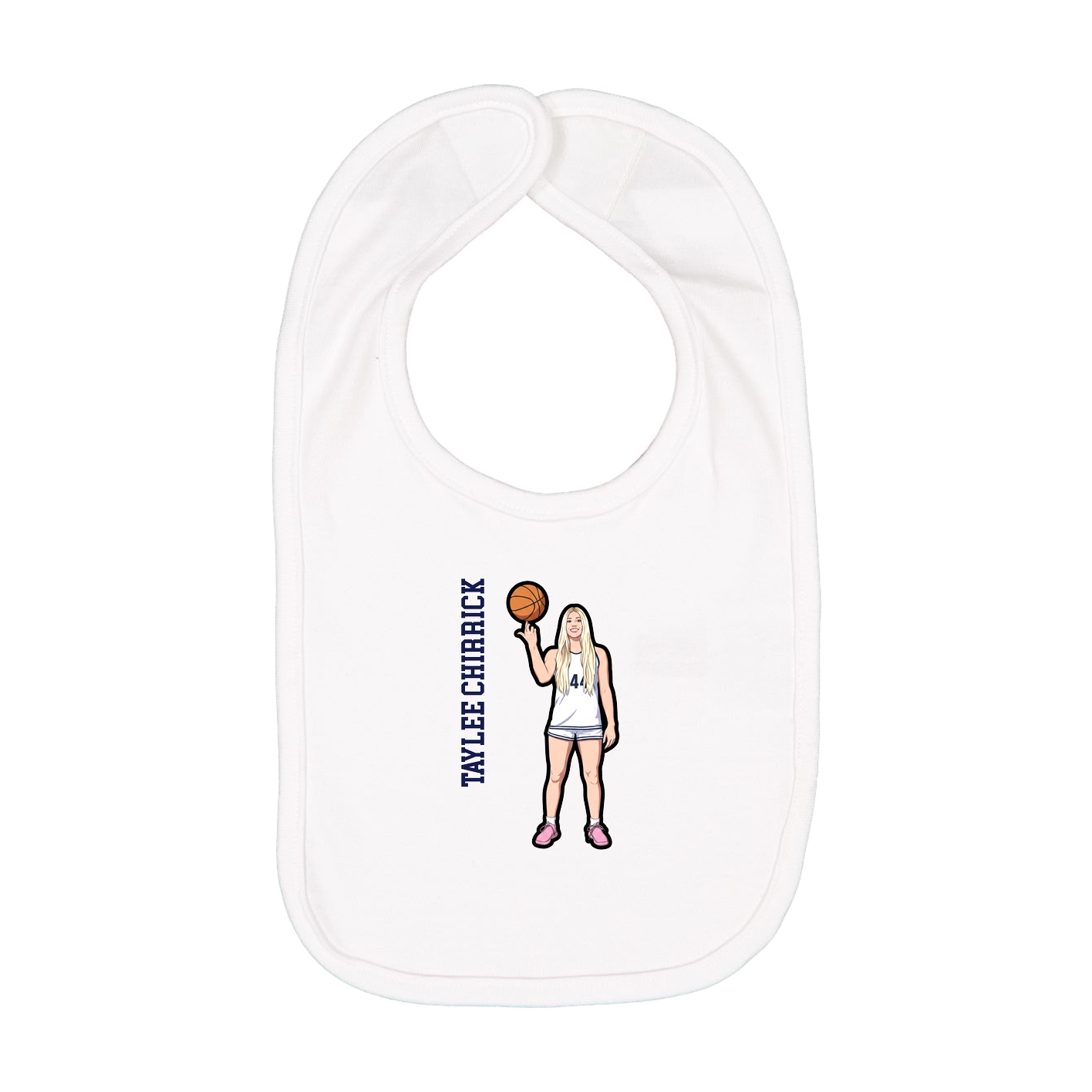 Infant Bib — Name Vertical in White