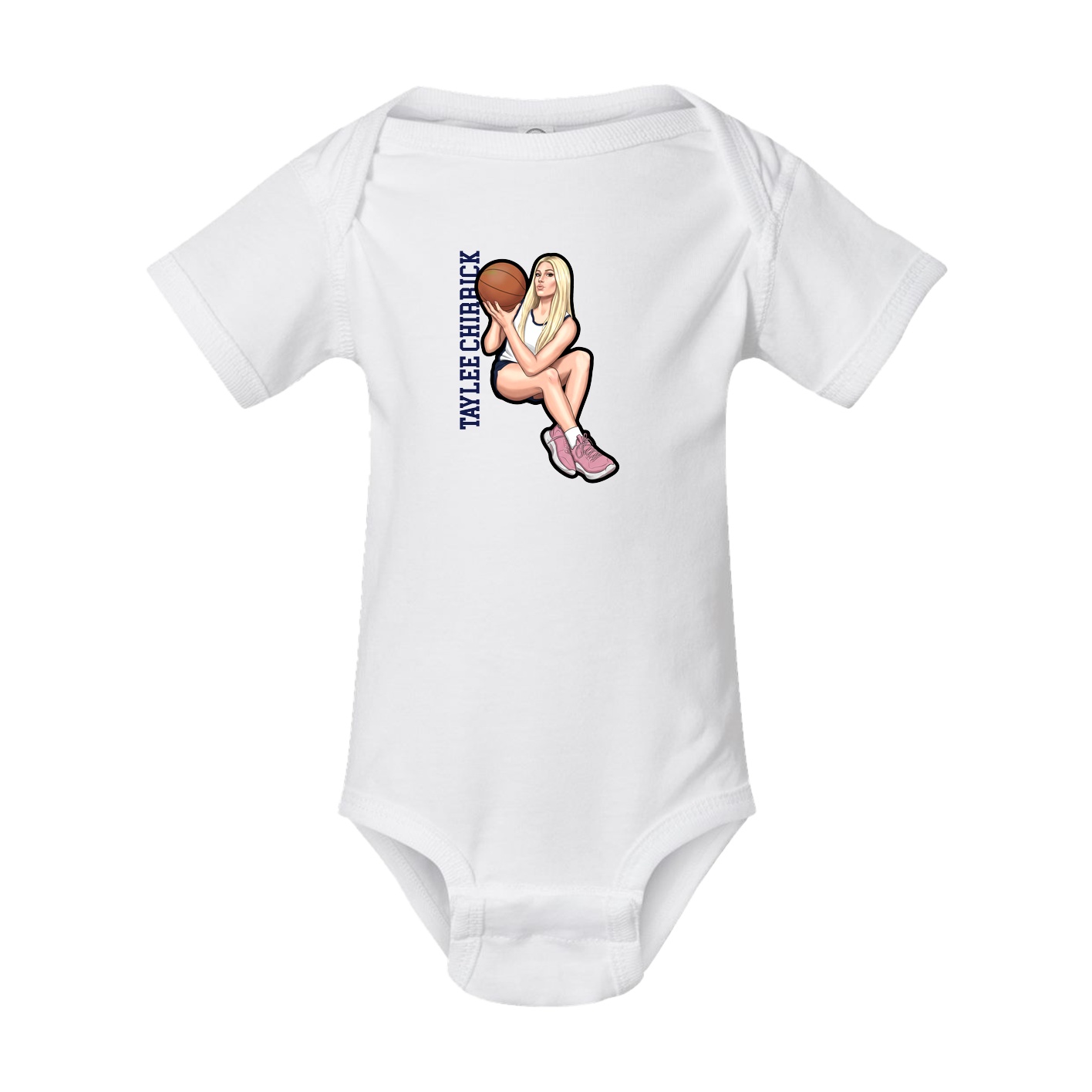 Baby Onesie — Name Vertical in White
