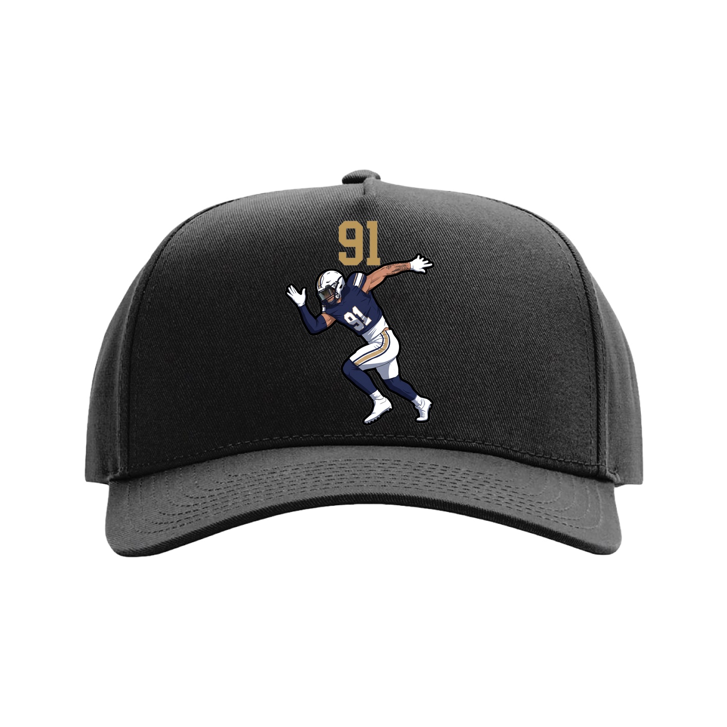 Full Fabric Five-Panel Champ Cap — Number Top in Black