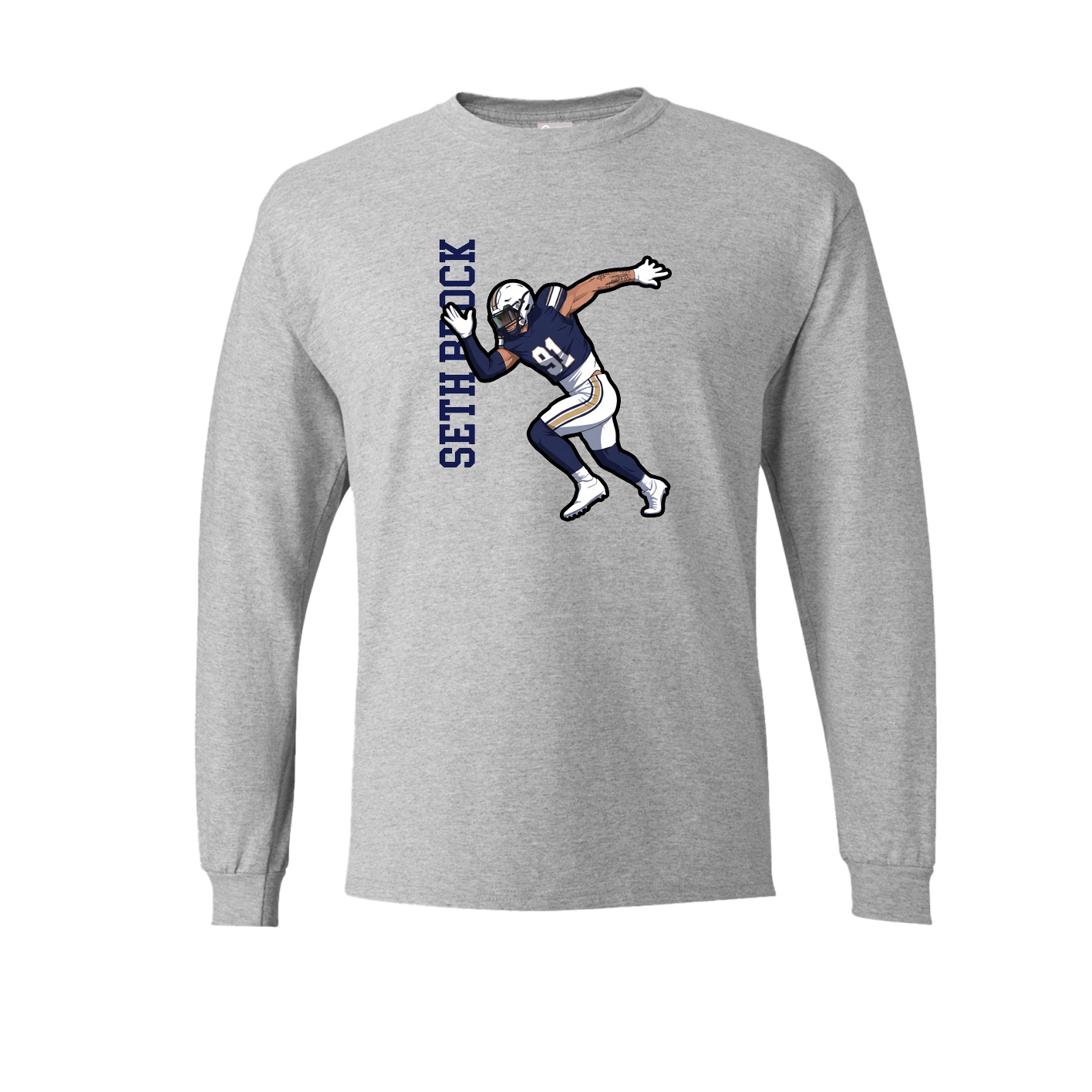 Long Sleeve Tee — Name Vertical in Grey