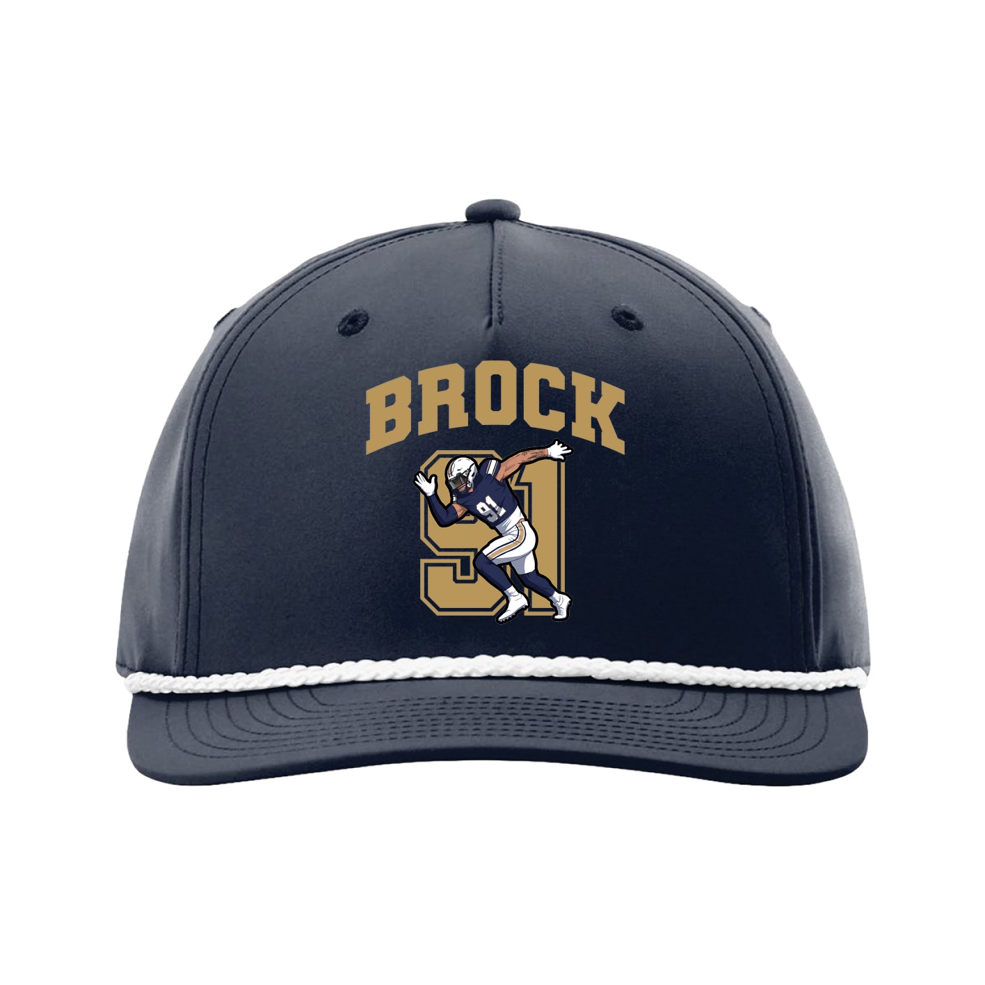 Five-Panel Classic Rope Cap — Number in Navy