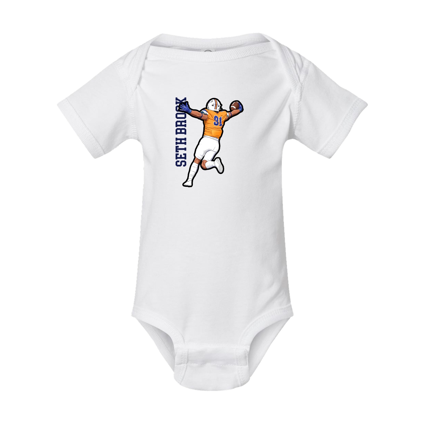 Baby Onesie — Name Vertical in White