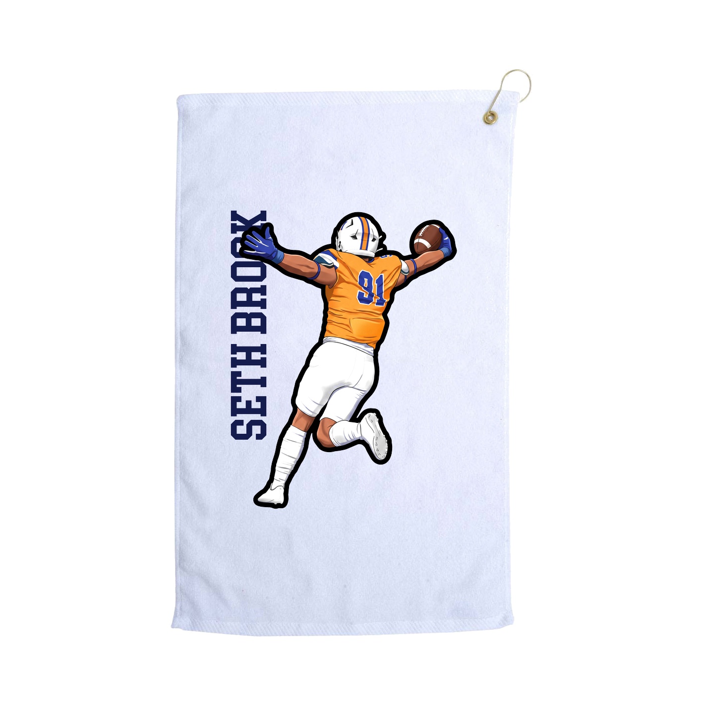 Golf Towel — Name Vertical in White