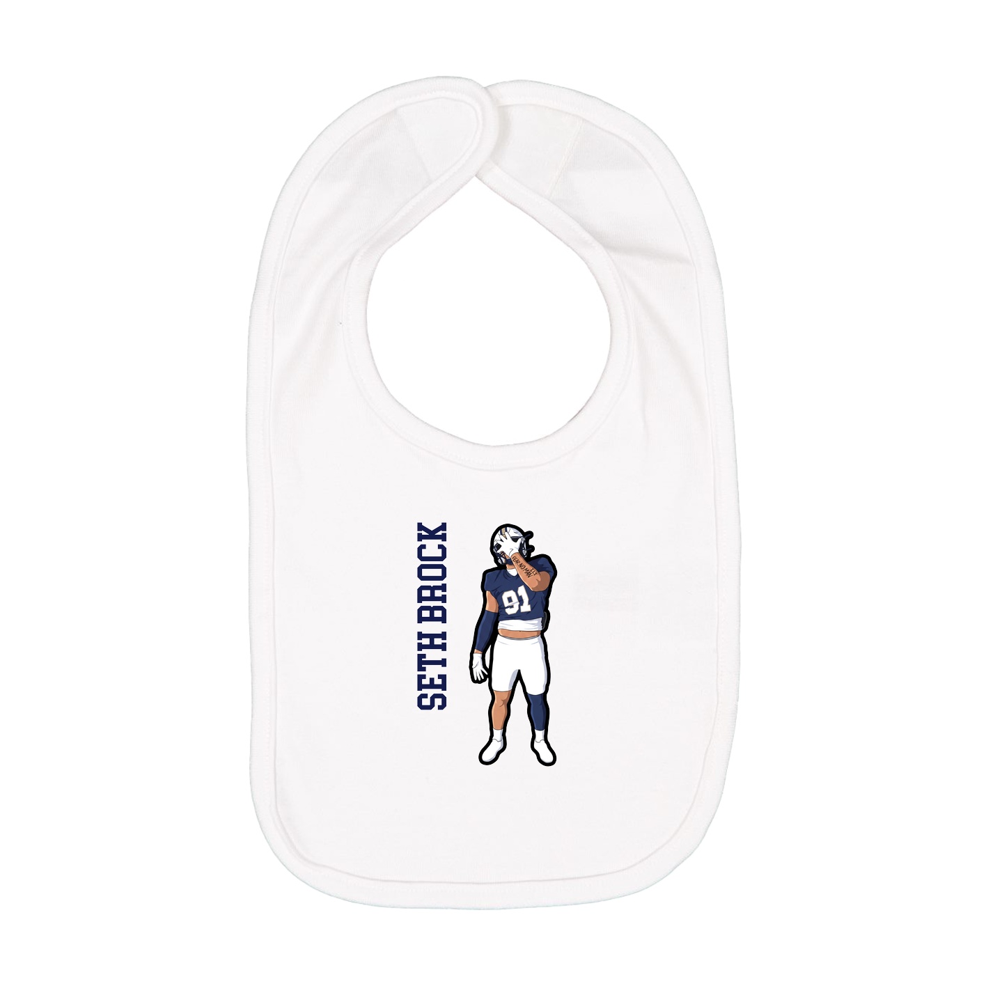 Infant Bib — Name Vertical in White
