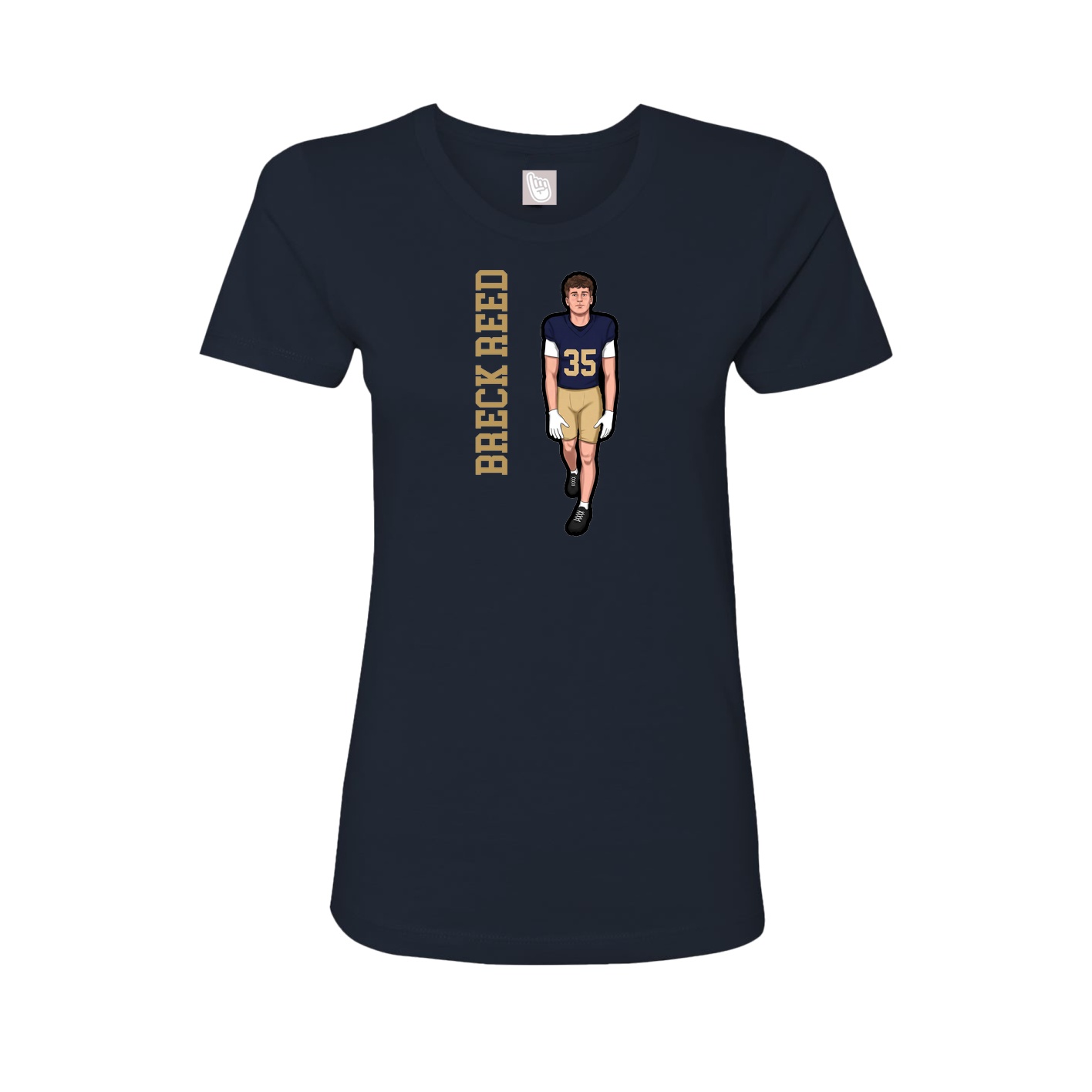 Fitted Women's Tee — Name Vertical in Navy