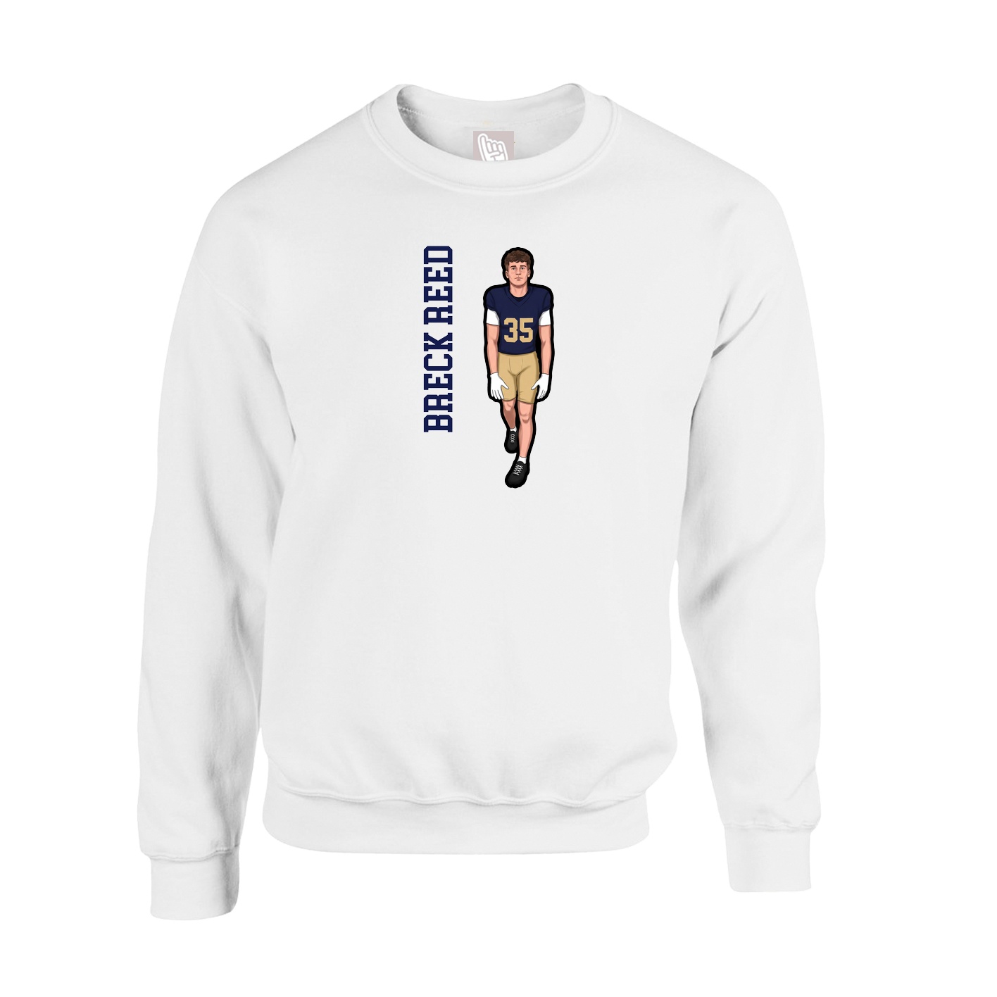 Fleece Crew — Name Vertical in White