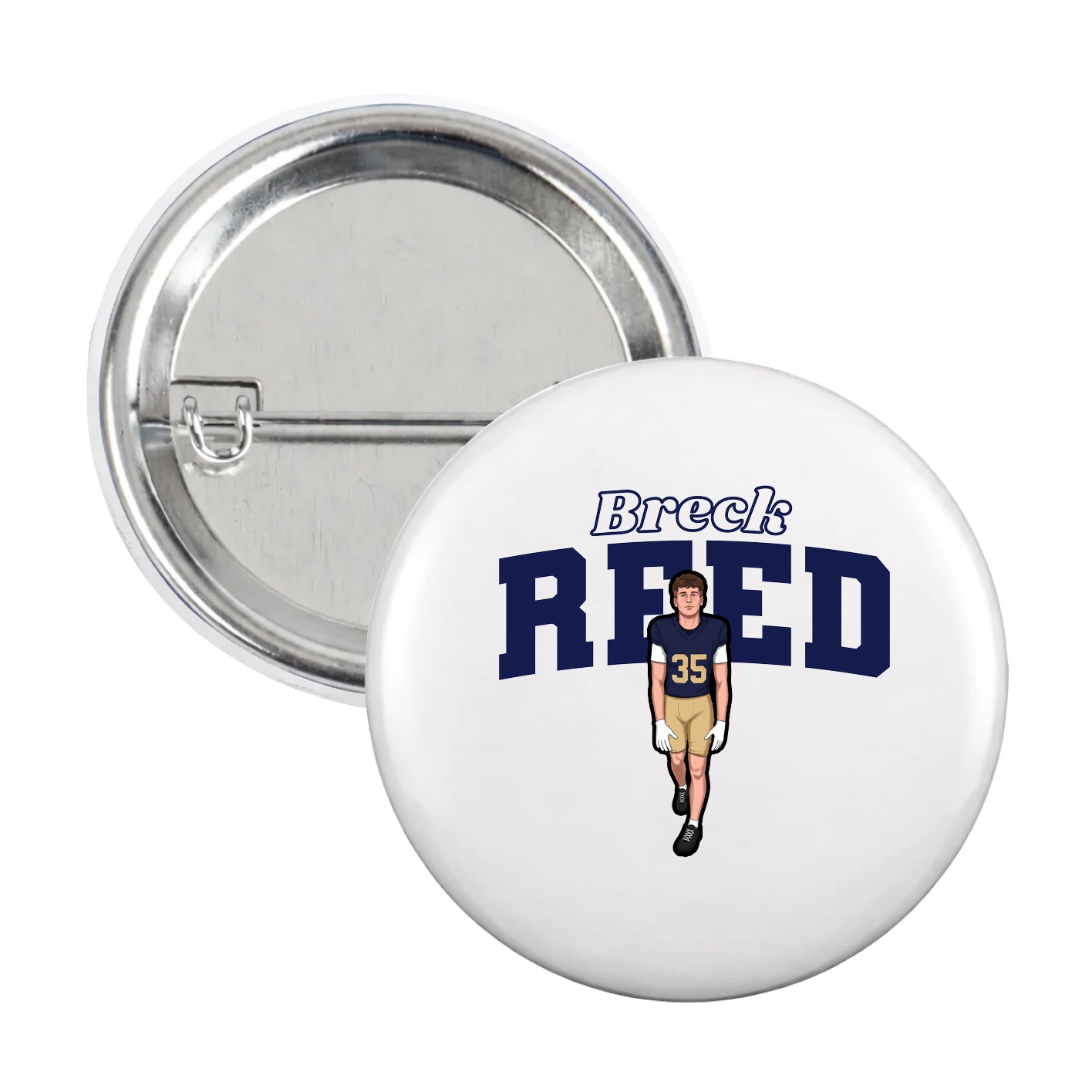 Game Day Button — Name Arch in White