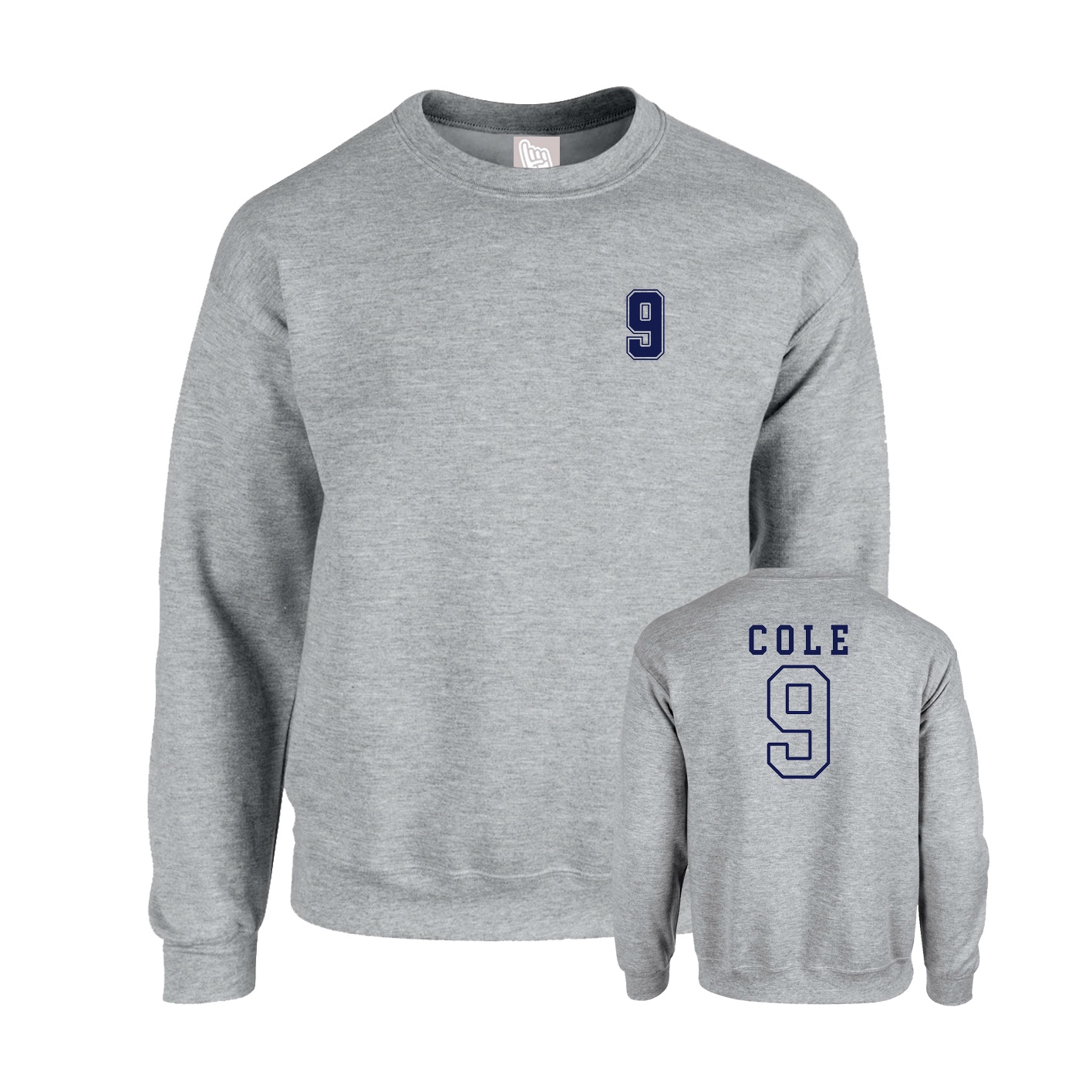 Fleece Crew — Chest Back in Grey