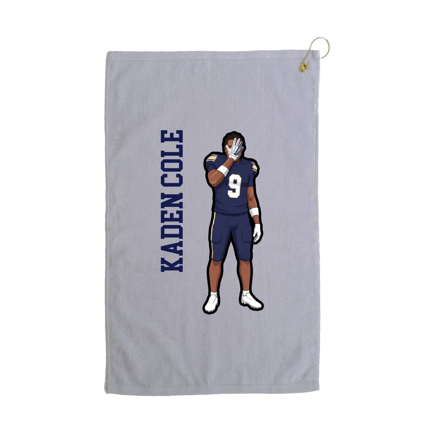 Golf Towel — Name Vertical in Grey