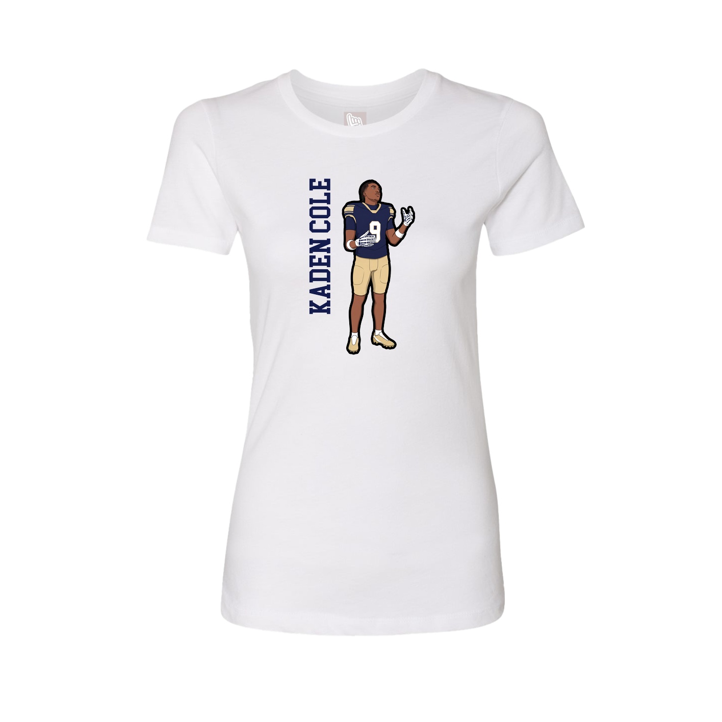 Fitted Women's Tee — Name Vertical in White