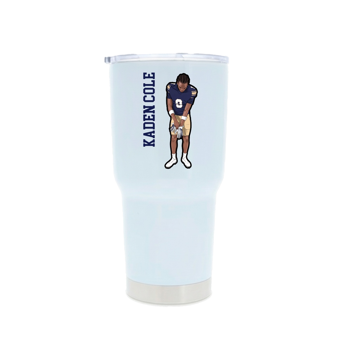 30oz Stainless Steel Tumbler — Name Vertical in White