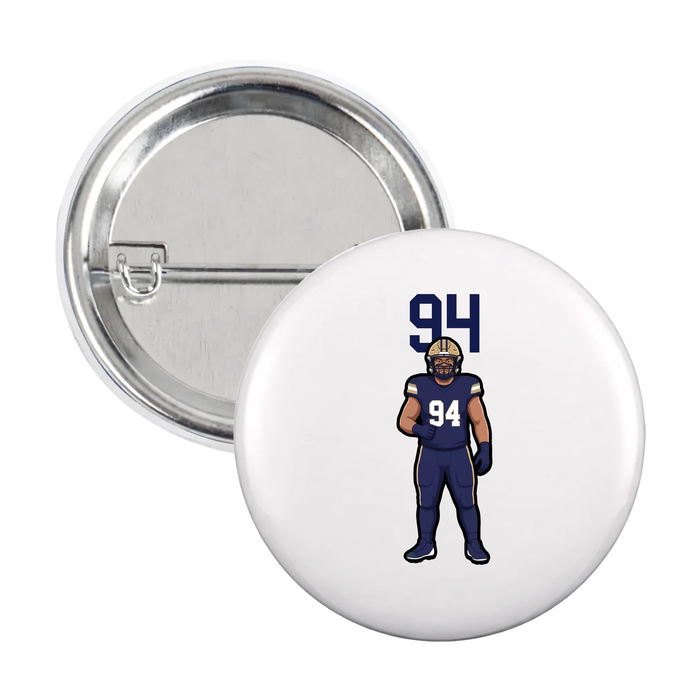 Game Day Button — Number Top in White