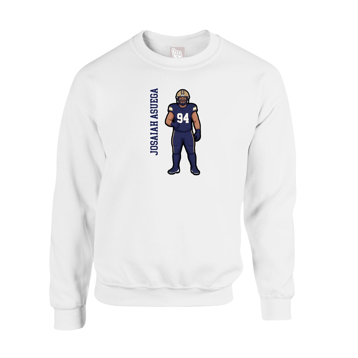 Fleece Crew — Name Vertical in White
