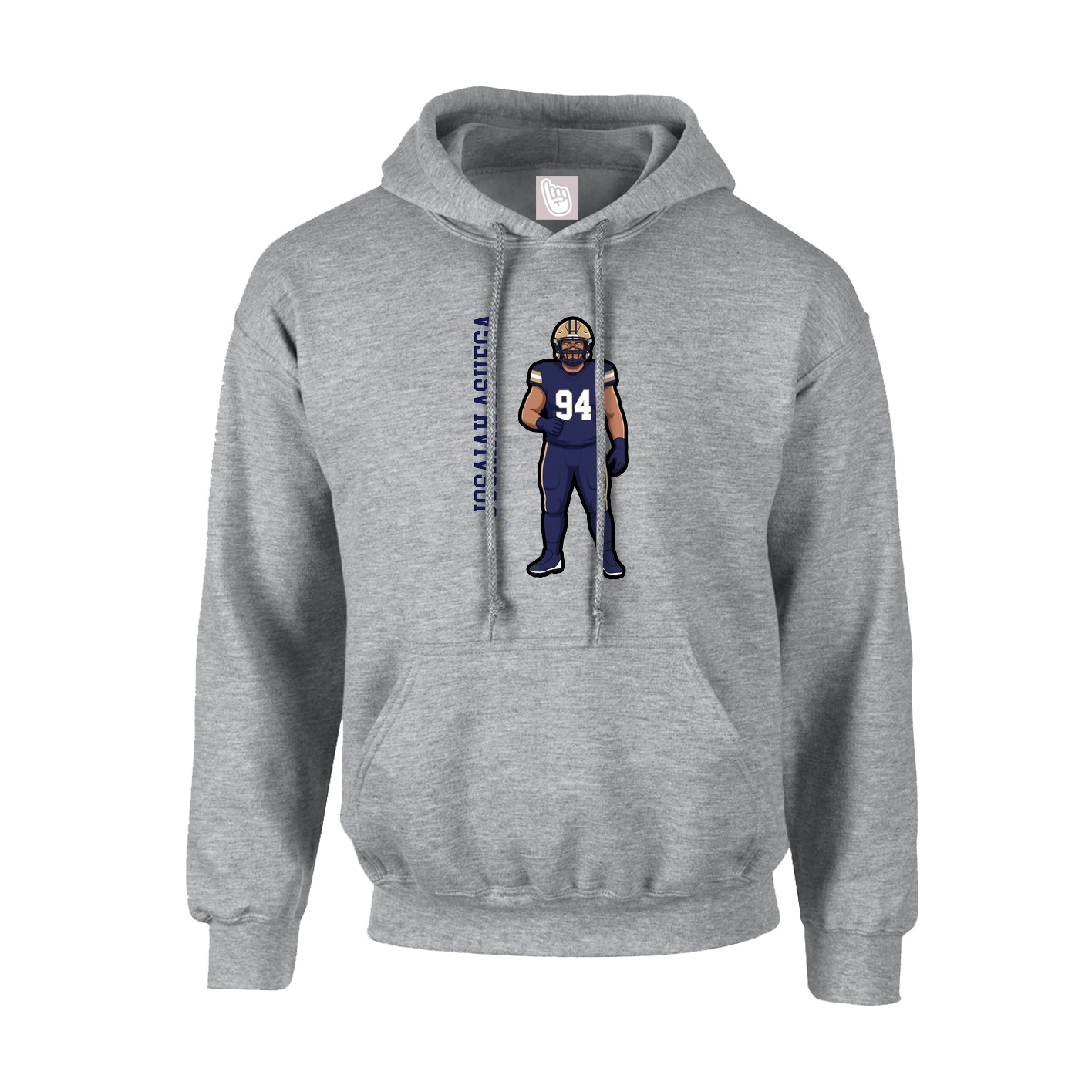 Youth Hoodie — Name Vertical in Grey