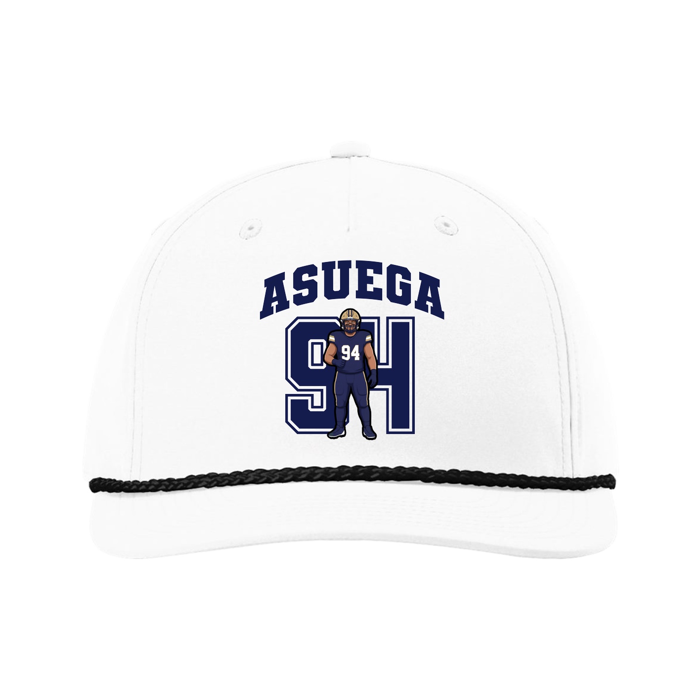 Five-Panel Classic Rope Cap — Number in White