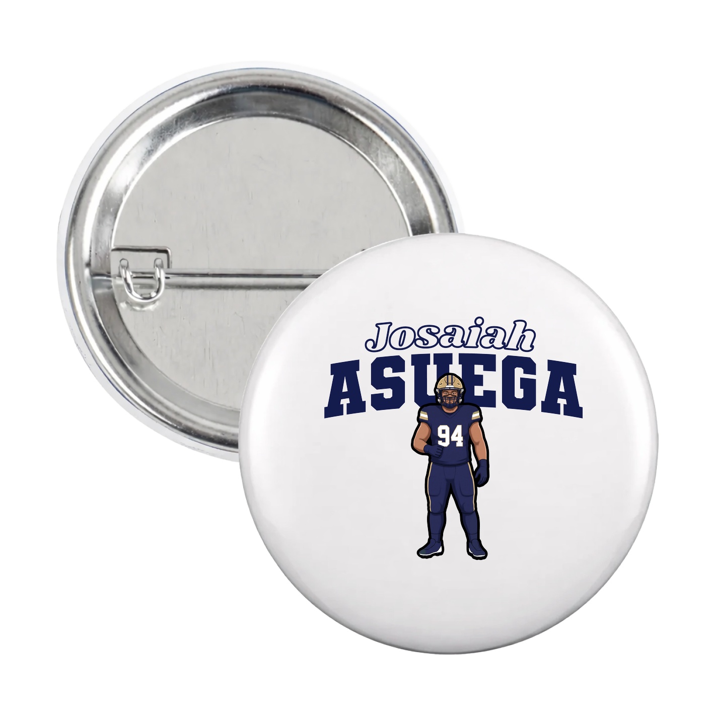 Game Day Button — Name Arch in White