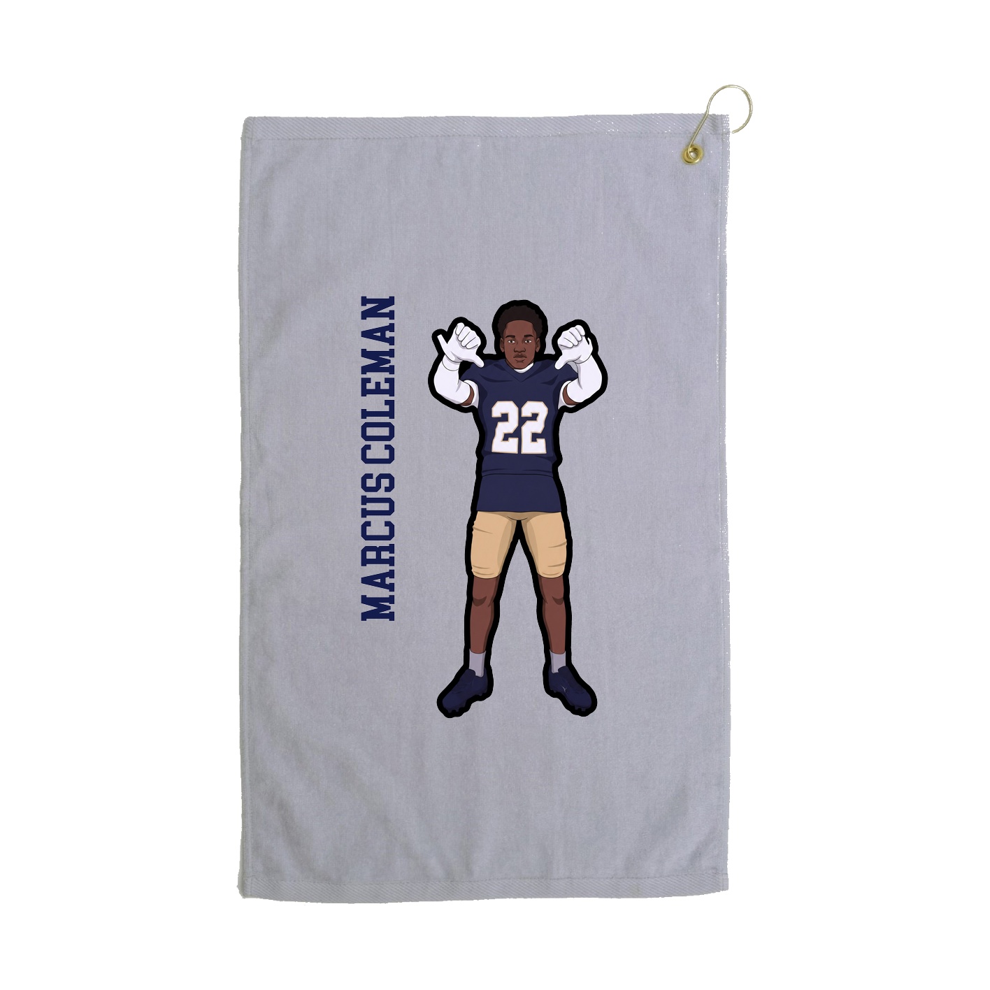 Golf Towel — Name Vertical in Grey